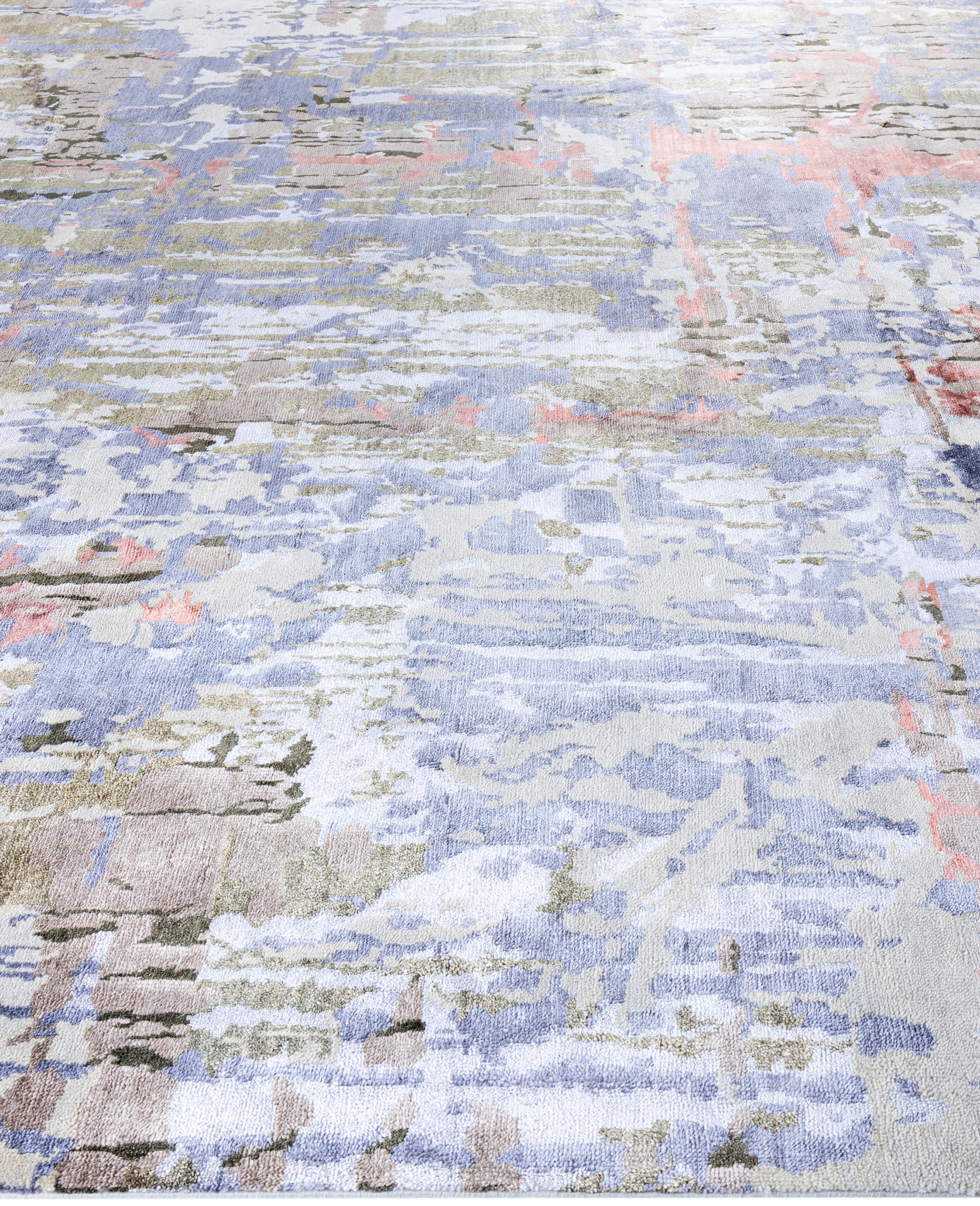 Annodato a mano Traditional Abstract Silk, Wool Hand Knotted Beige Area Rugs 9' 2