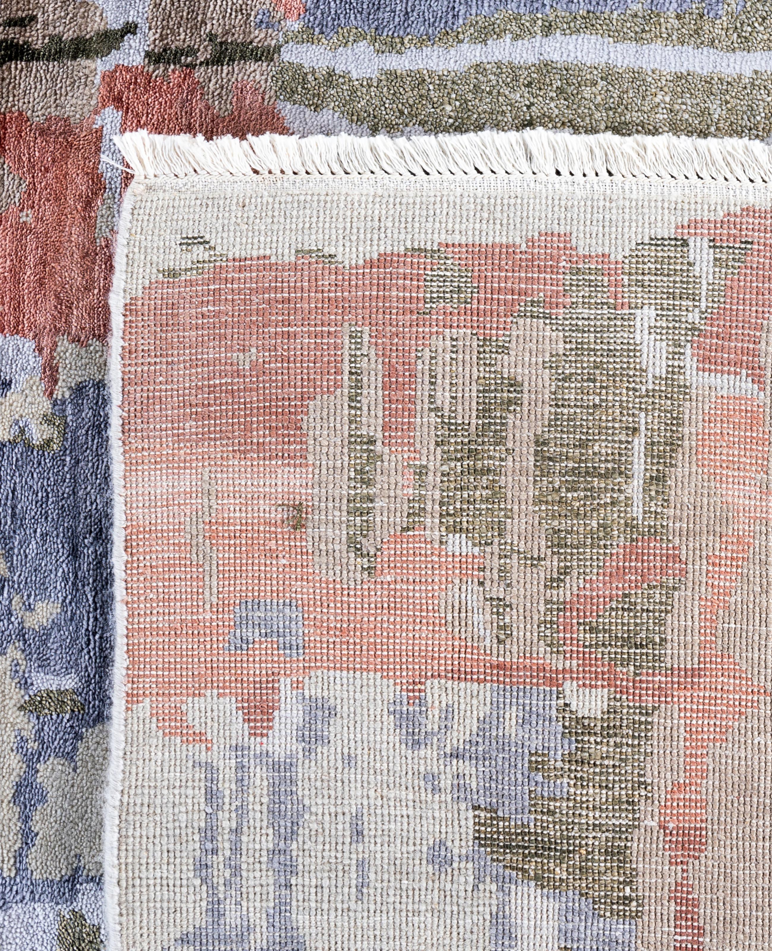 Traditional Abstract Silk, Wool Hand Knotted Beige Area Rugs 9' 2
