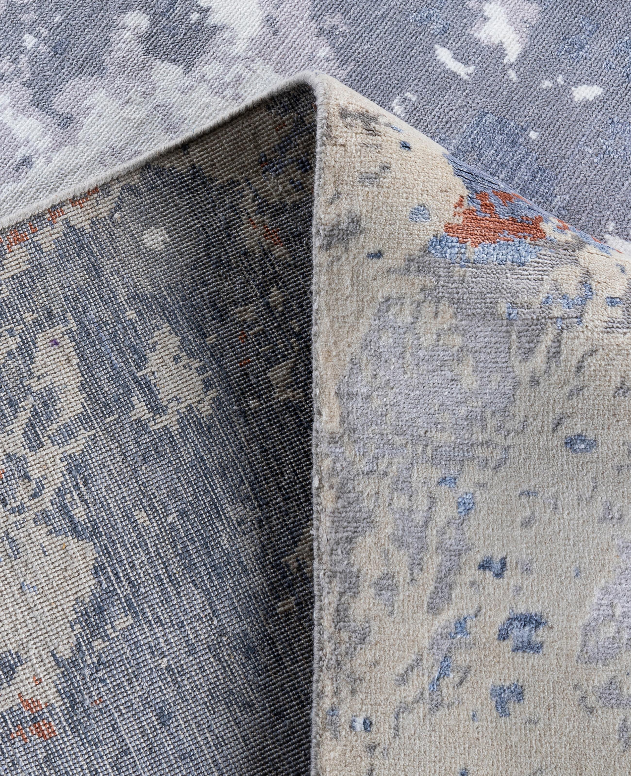 XXI secolo e contemporaneo Traditional Abstract Silk, Wool Hand Knotted Beige Area Rugs 9' 2