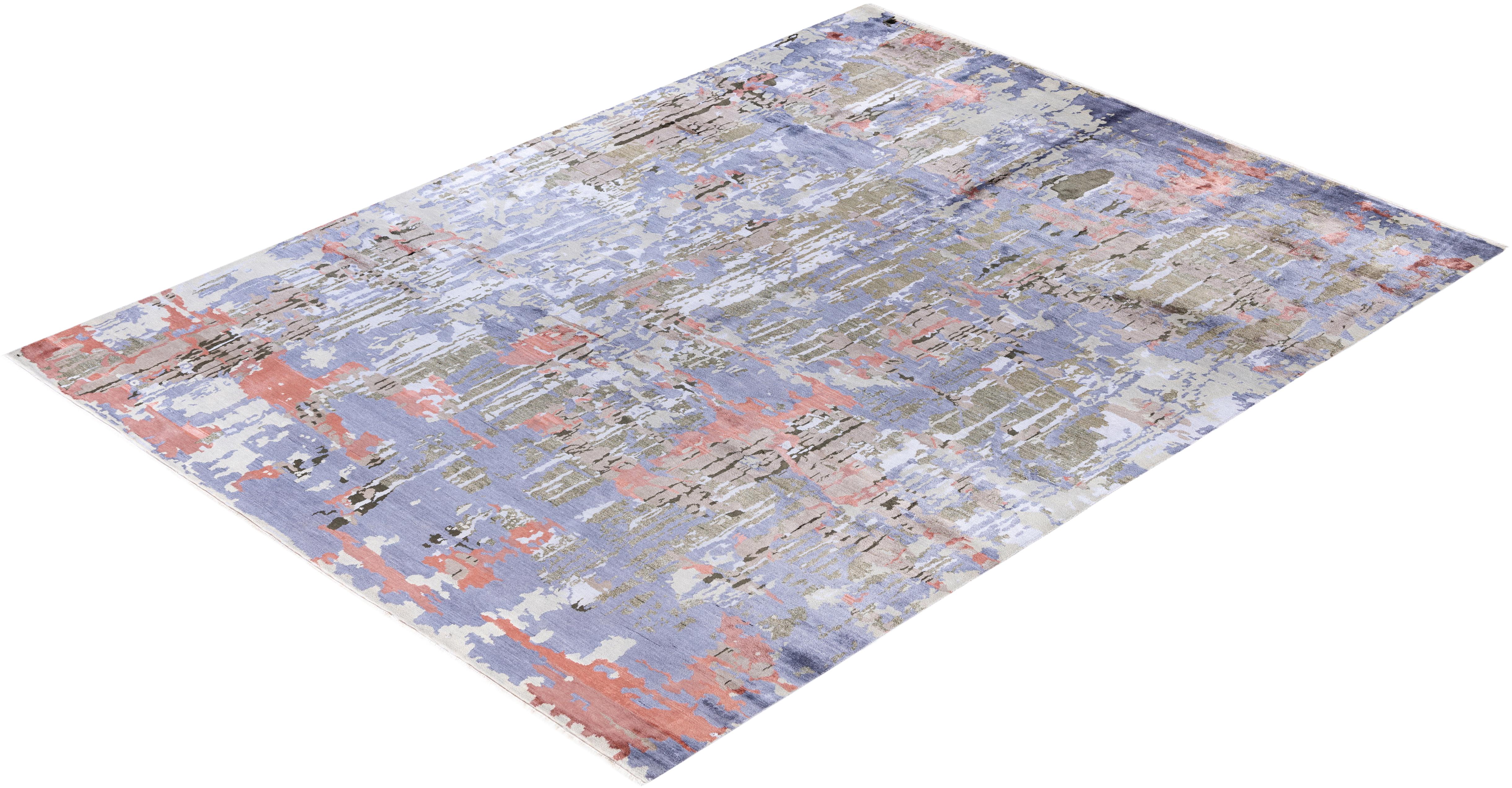 Traditional Abstract Silk, Wool Hand Knotted Beige Area Rugs 9' 2