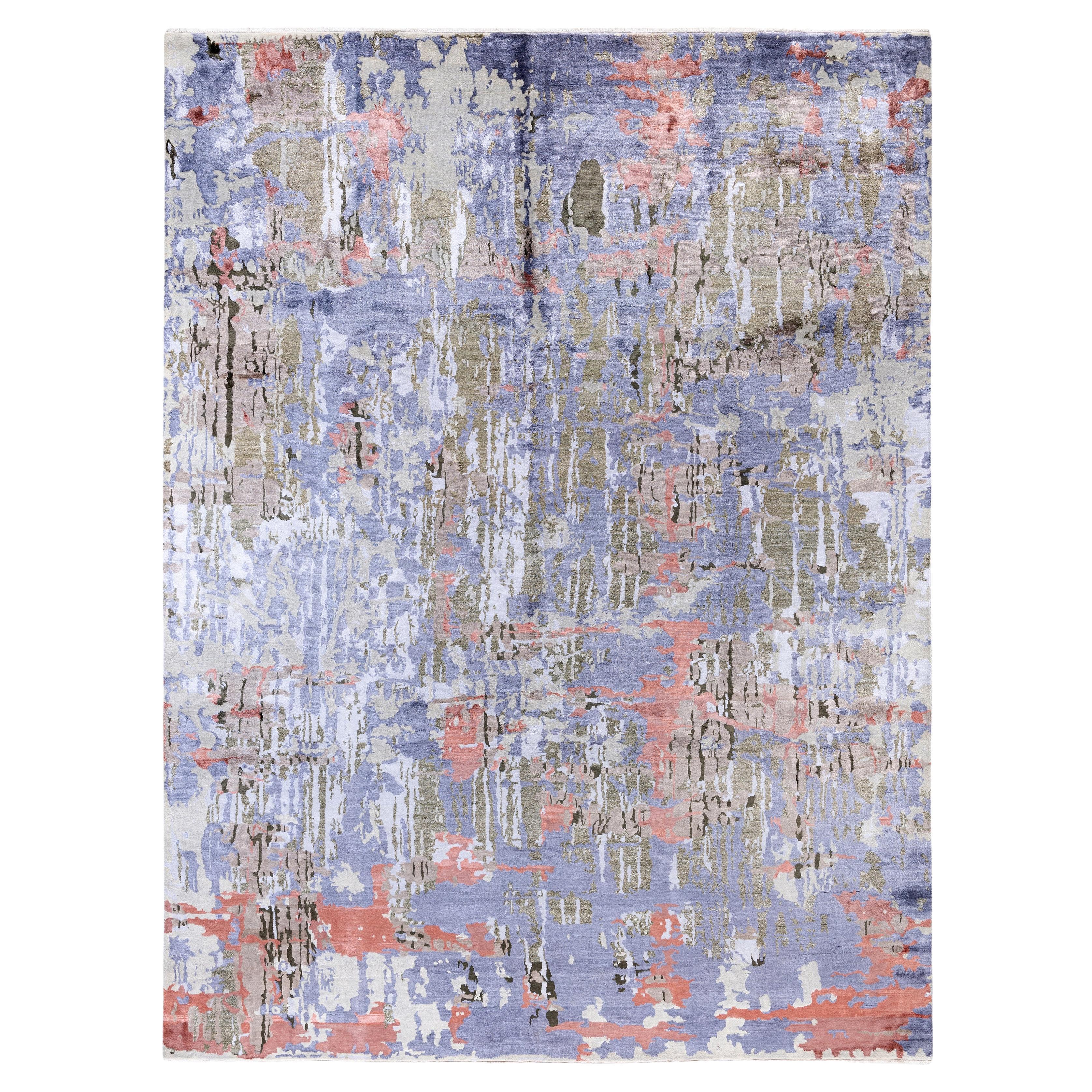 Traditional Abstract Silk, Wool Hand Knotted Beige Area Rugs 9' 2" x 12' 2"