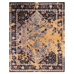 Traditional Abstract Silk, Wool Hand Knotted Black Area Rug 8' 2" x 10' 2"