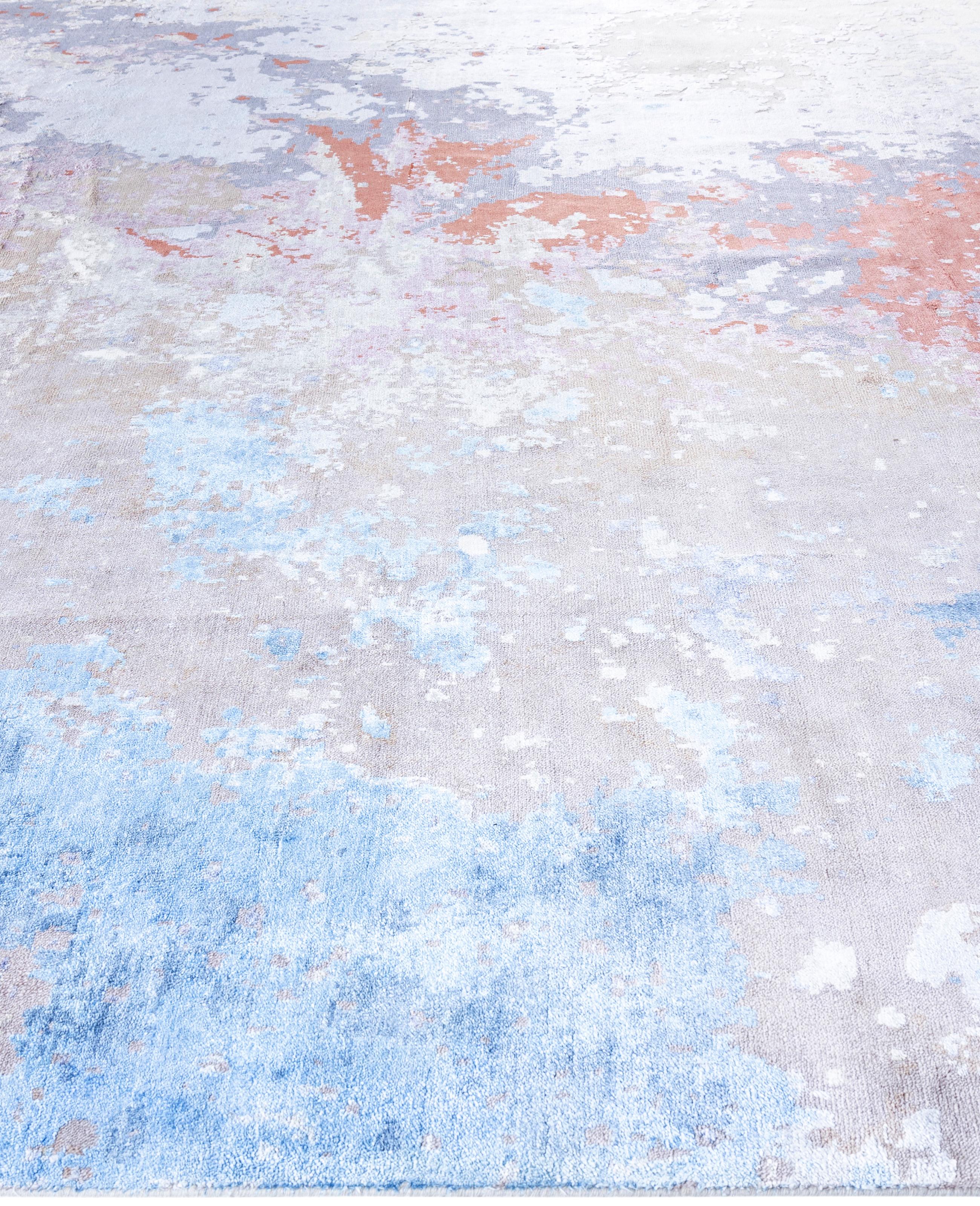 Hand-Knotted Traditional Abstract Silk, Wool Hand Knotted Brown Area Rug 9' 2