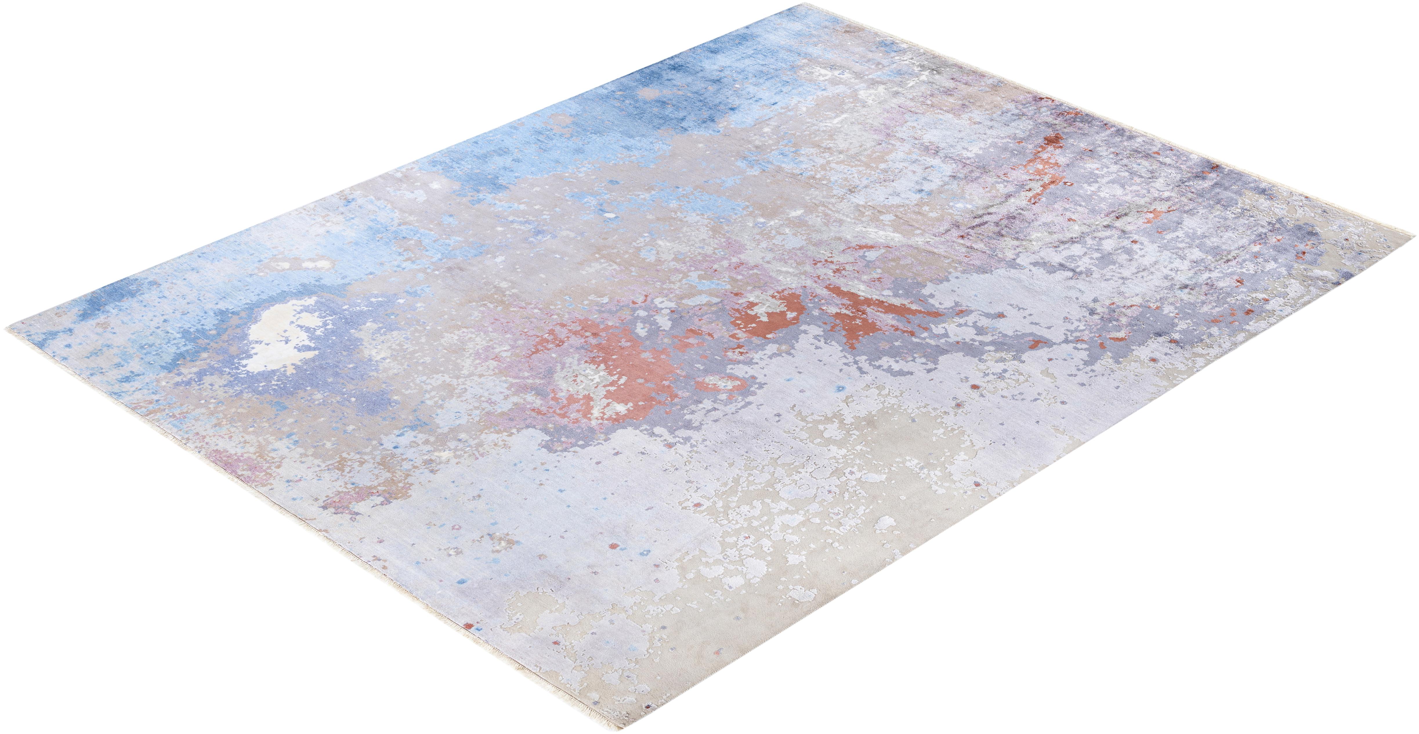 Traditional Abstract Silk, Wool Hand Knotted Brown Area Rug 9' 2
