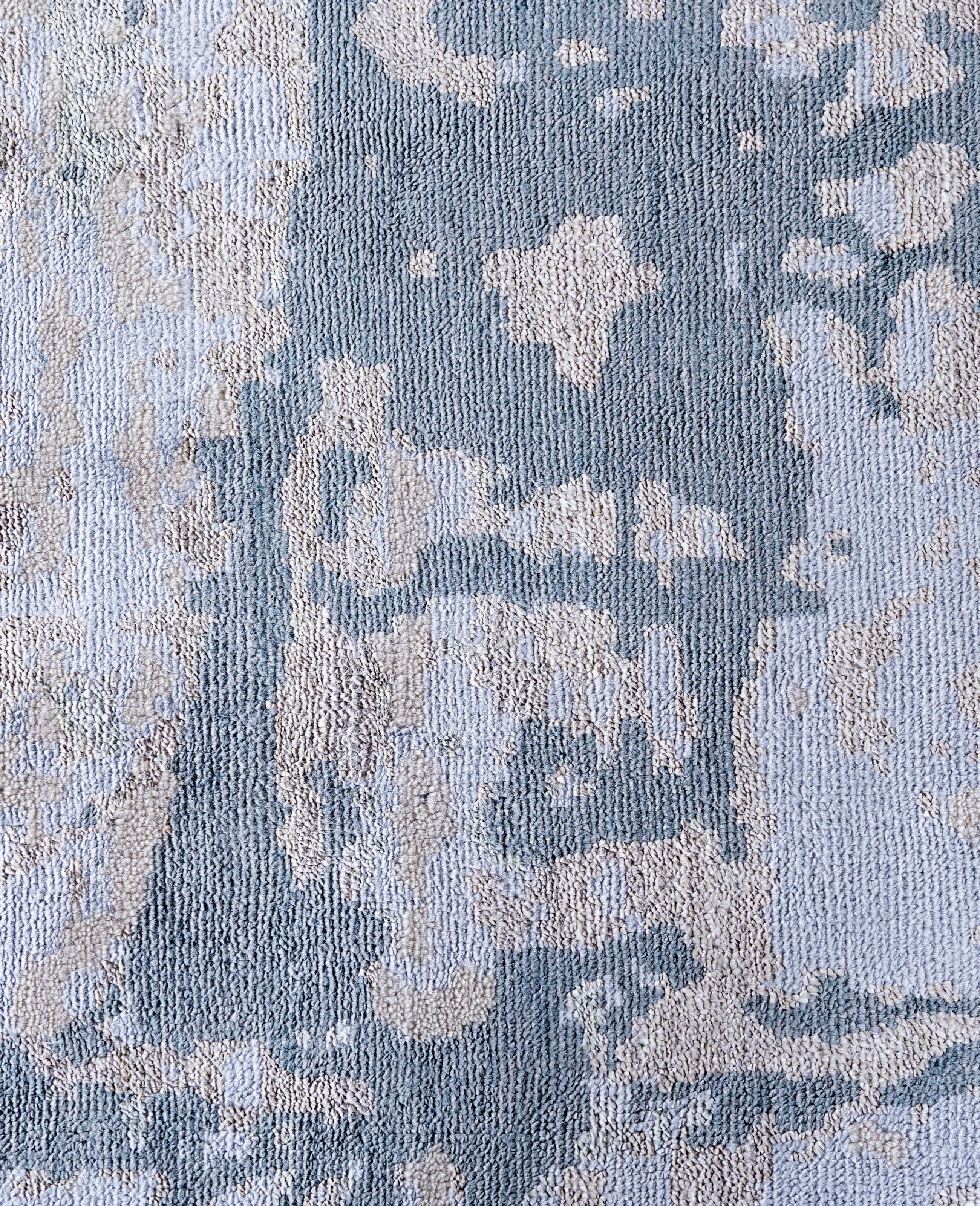 Indiano Traditional Abstract Silk, Wool Hand Knotted Gray Area Rugs 8' 1
