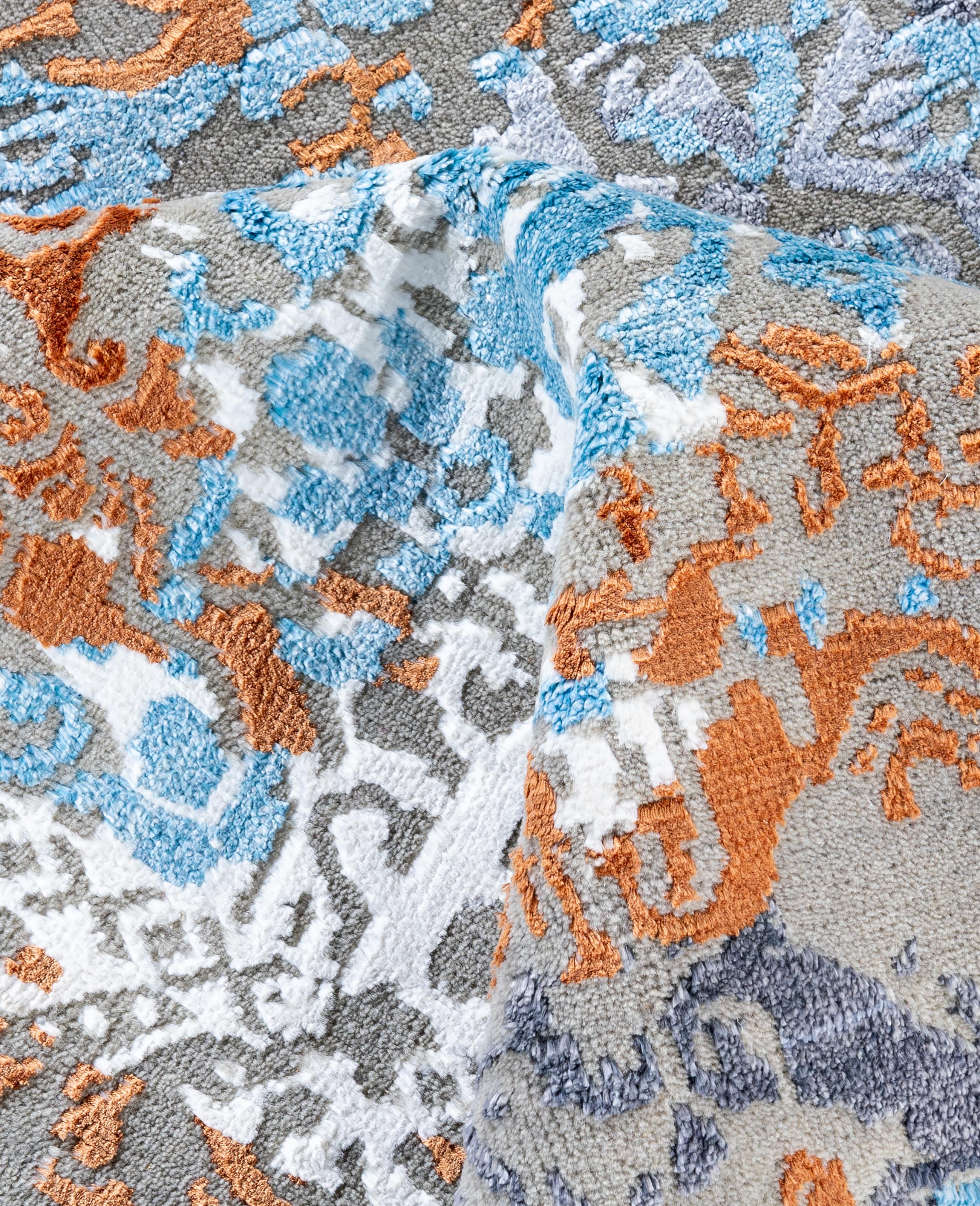 Lana Traditional Abstract Silk, Wool Hand Knotted Gray Area Rugs 8' 3