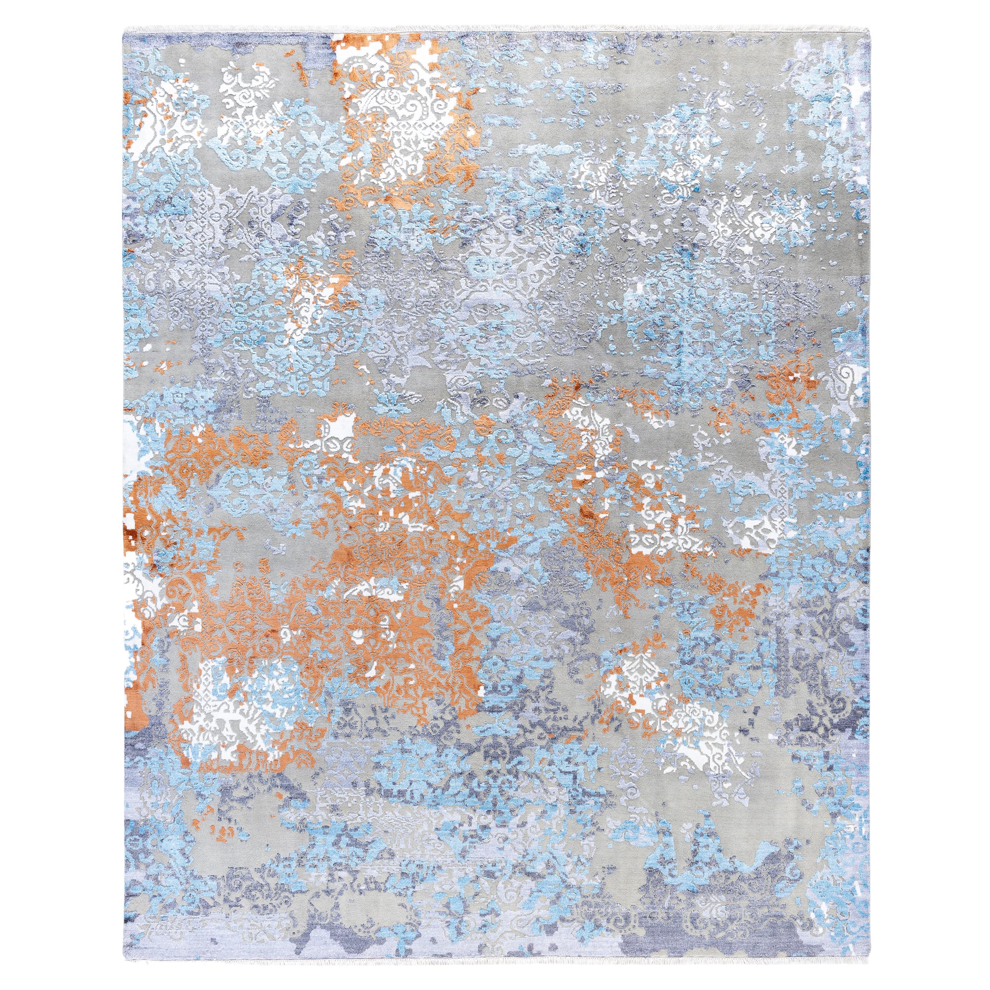 Traditional Abstract Silk, Wool Hand Knotted Gray Area Rugs 8' 3" x 10' 1"