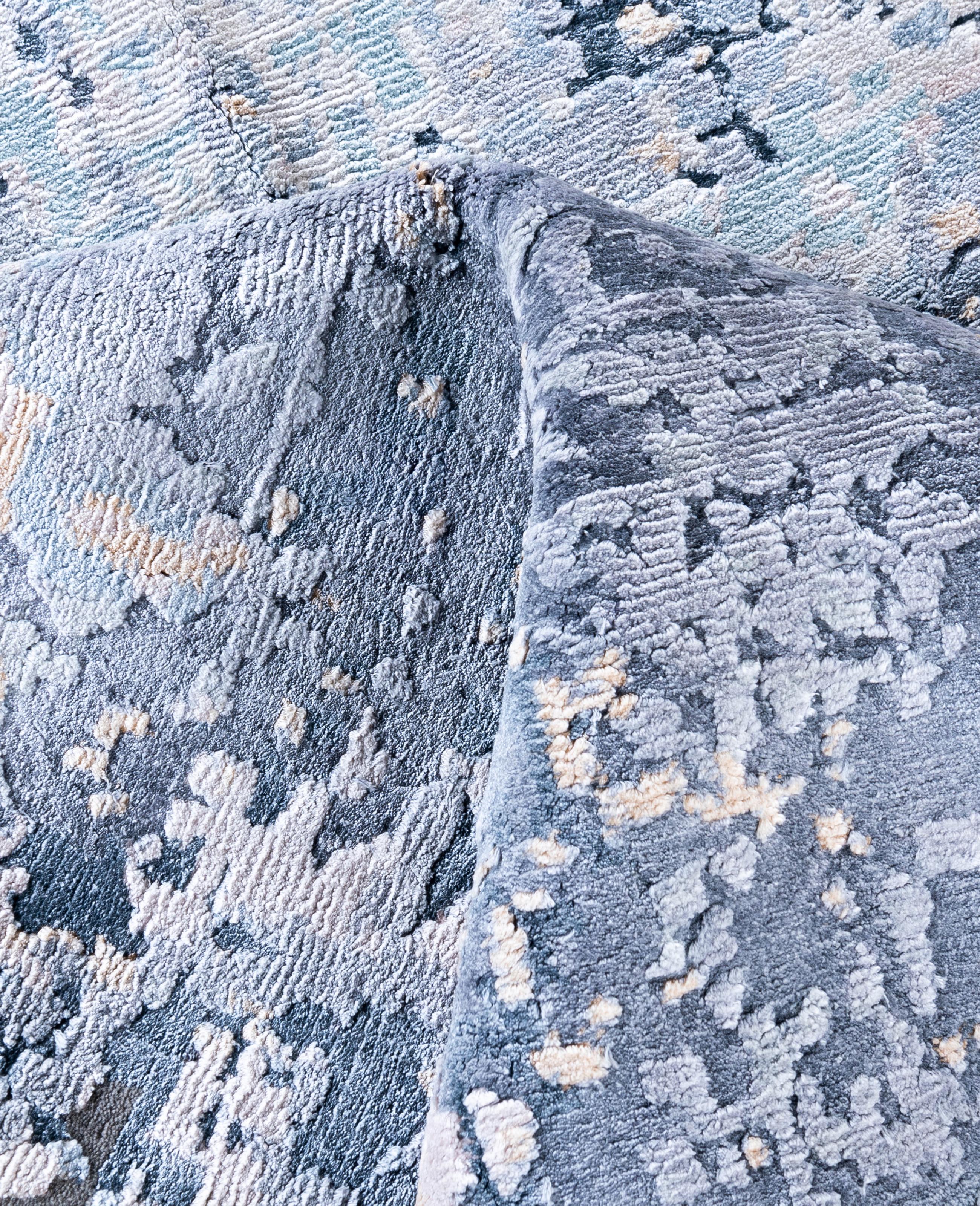 Lana Traditional Abstract Silk, Wool Hand Knotted Gray Area Rugs 9' 0
