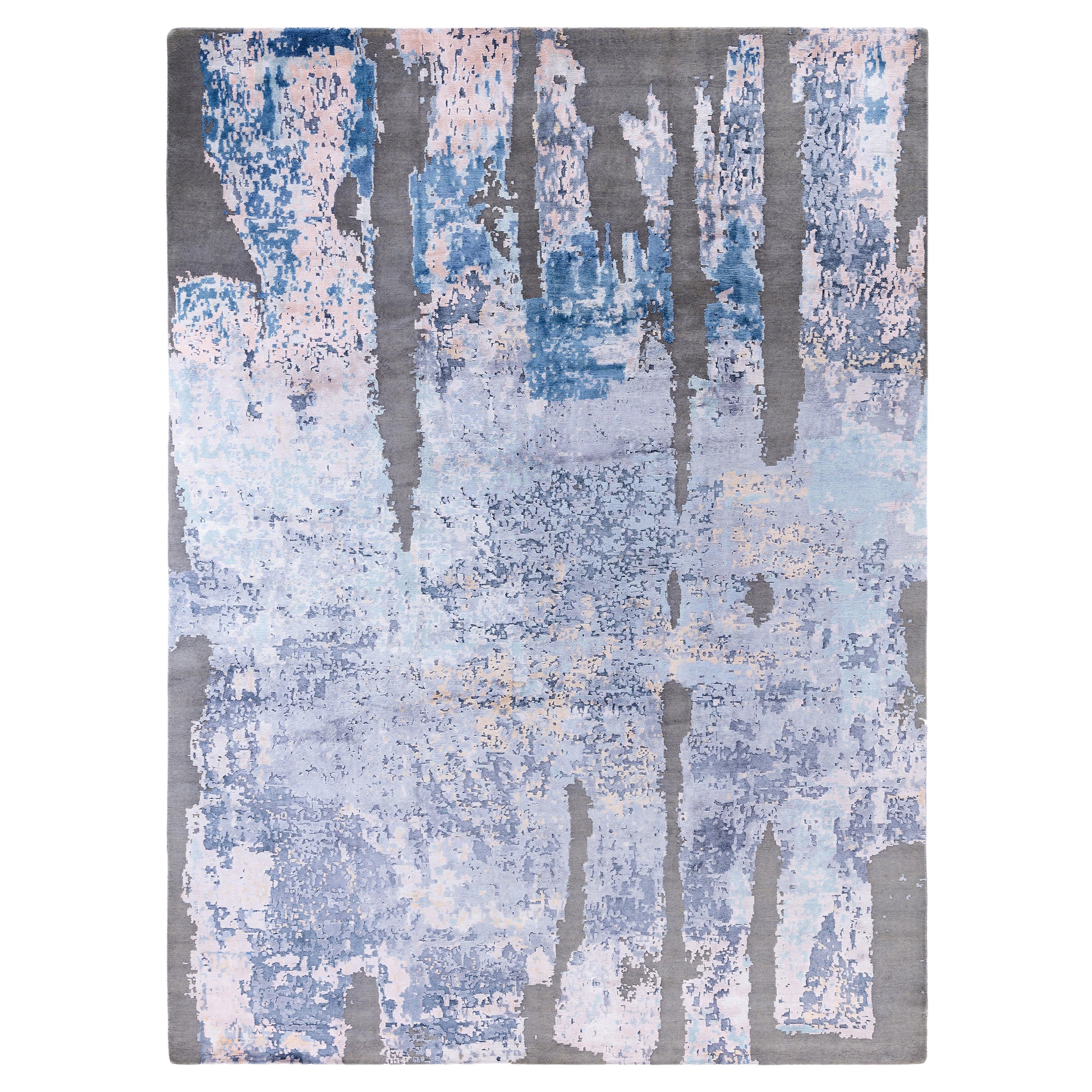 Traditional Abstract Silk, Wool Hand Knotted Gray Area Rugs 9' 0" x 12' 3"