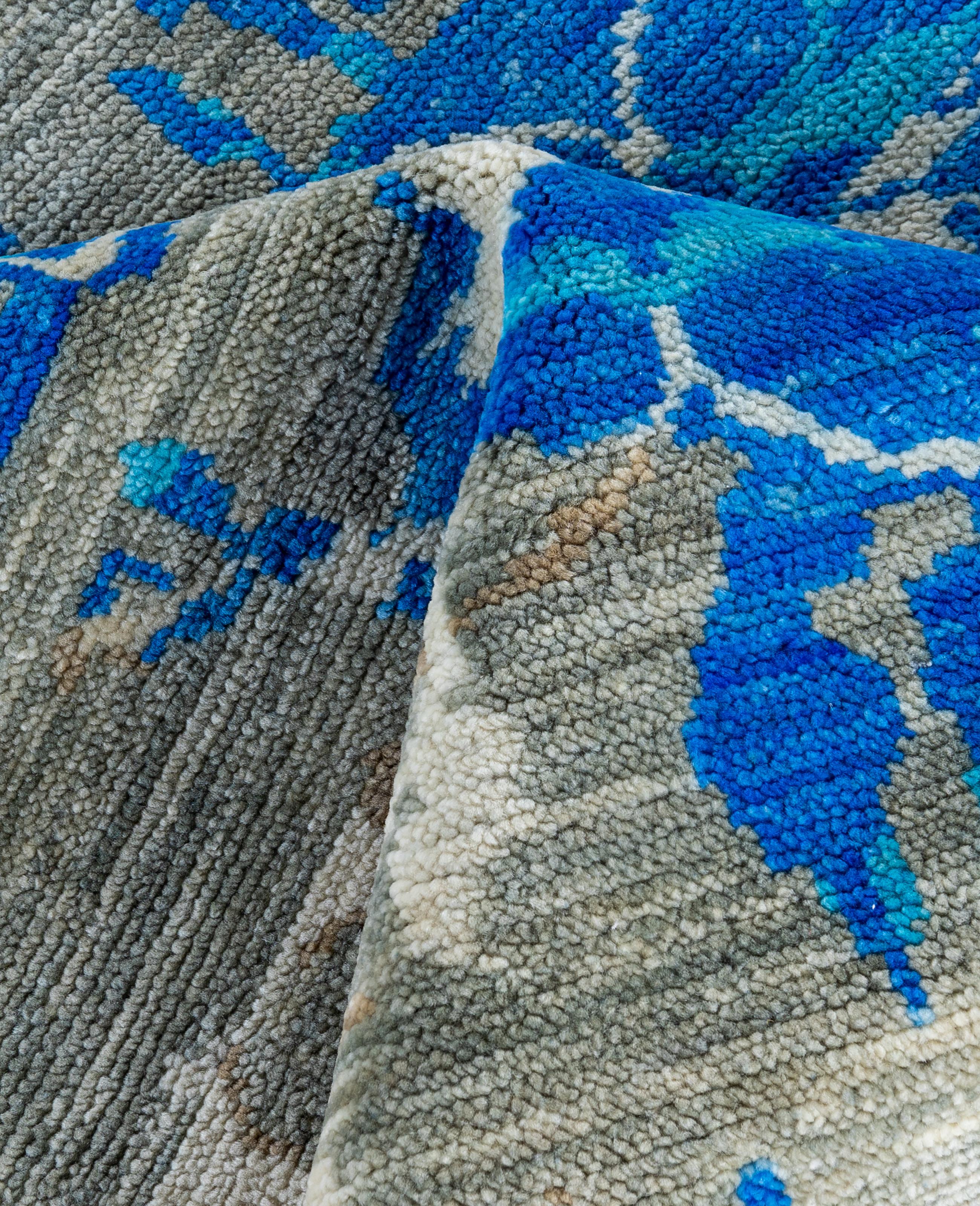Lana Traditional Abstract Wool Hand Knoted Blue Area Rugs 8' 1