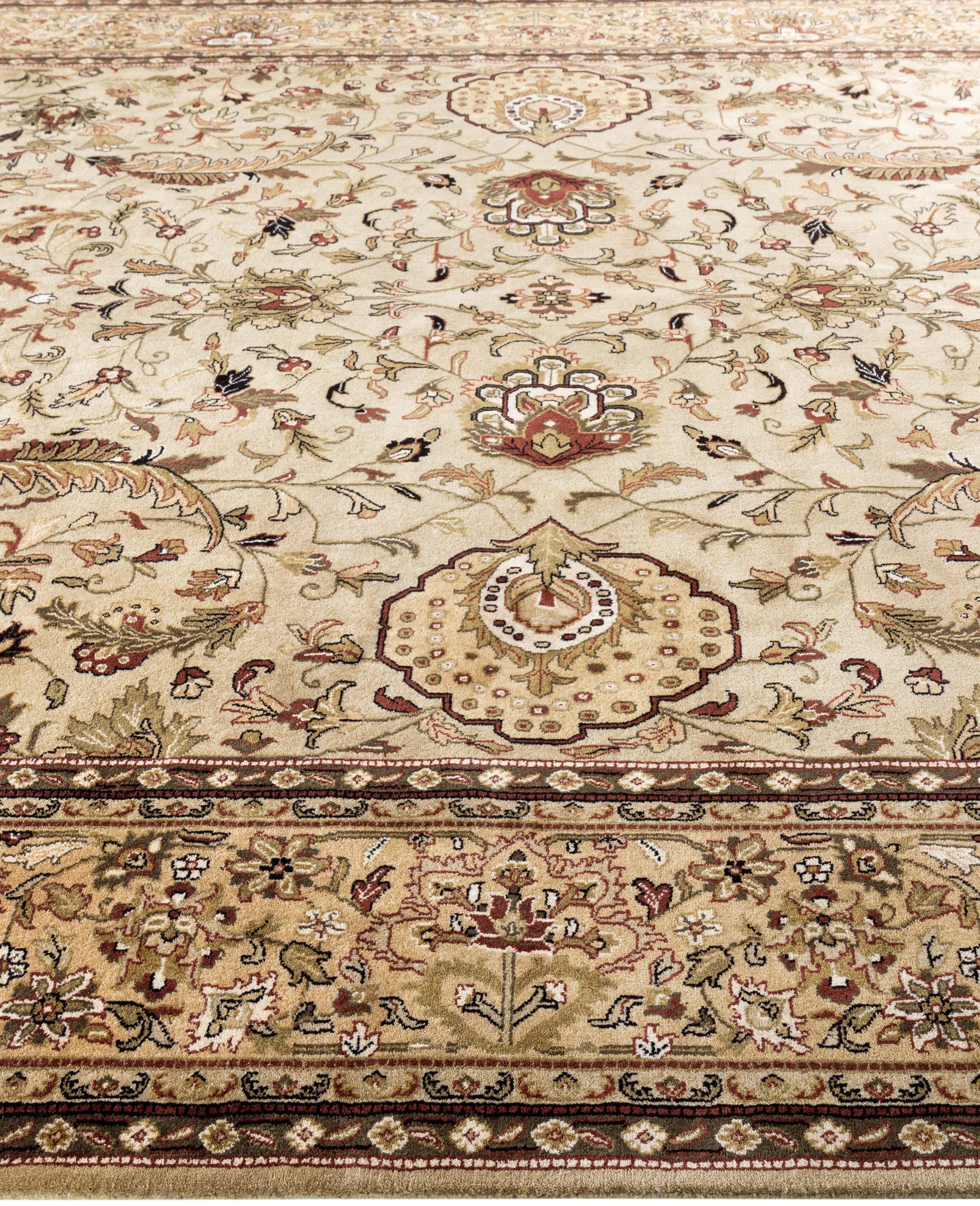 Annodato a mano Traditional Abstract Wool Hand Knoted Brown Area Rugs 9' 1