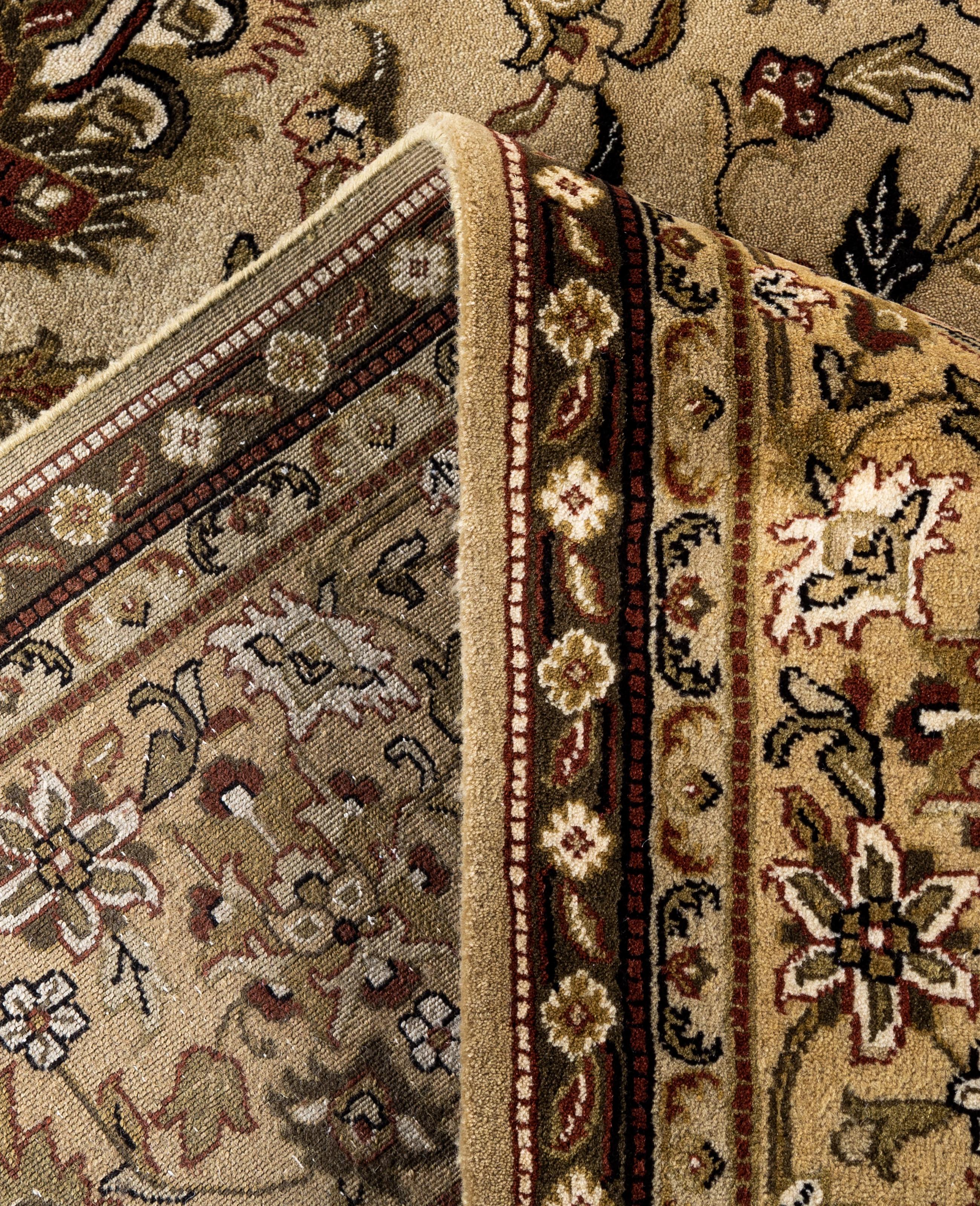 XXI secolo e contemporaneo Traditional Abstract Wool Hand Knoted Brown Area Rugs 9' 1