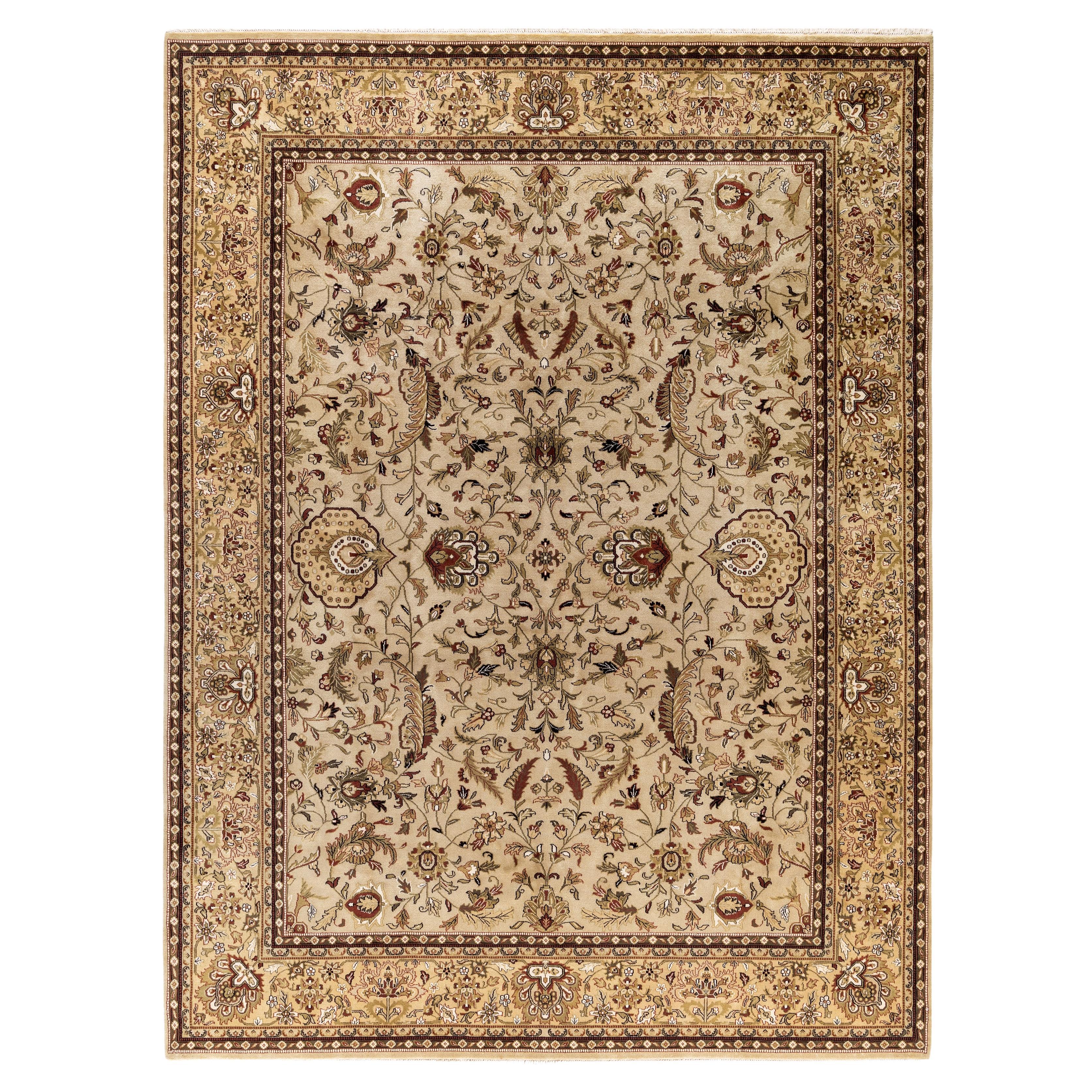 Traditional Abstract Wool Hand Knoted Brown Area Rugs 9' 1" x 11' 10"