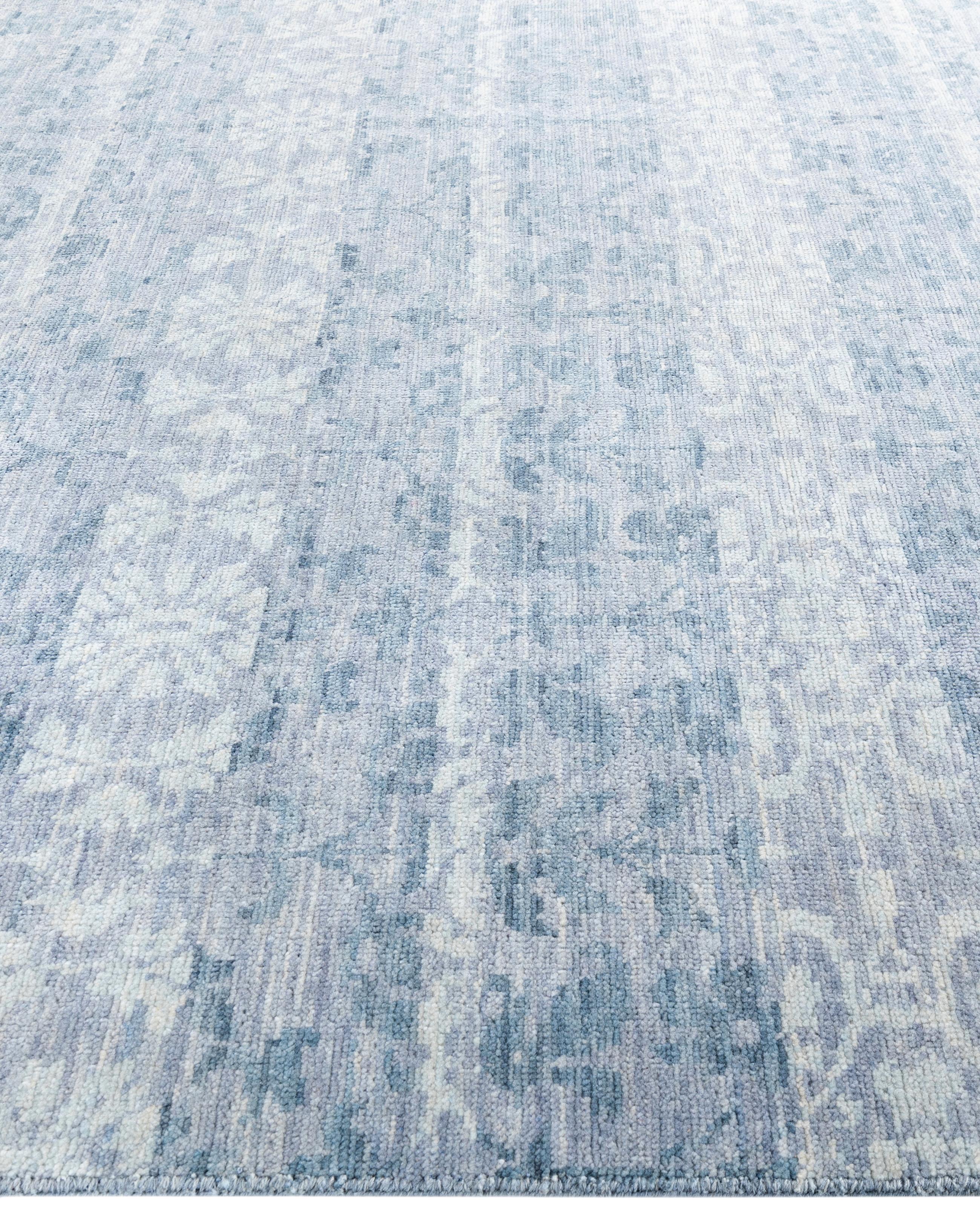 Annodato a mano Traditional Abstract Wool Hand Knoted Gray Area Rugs 8' 0