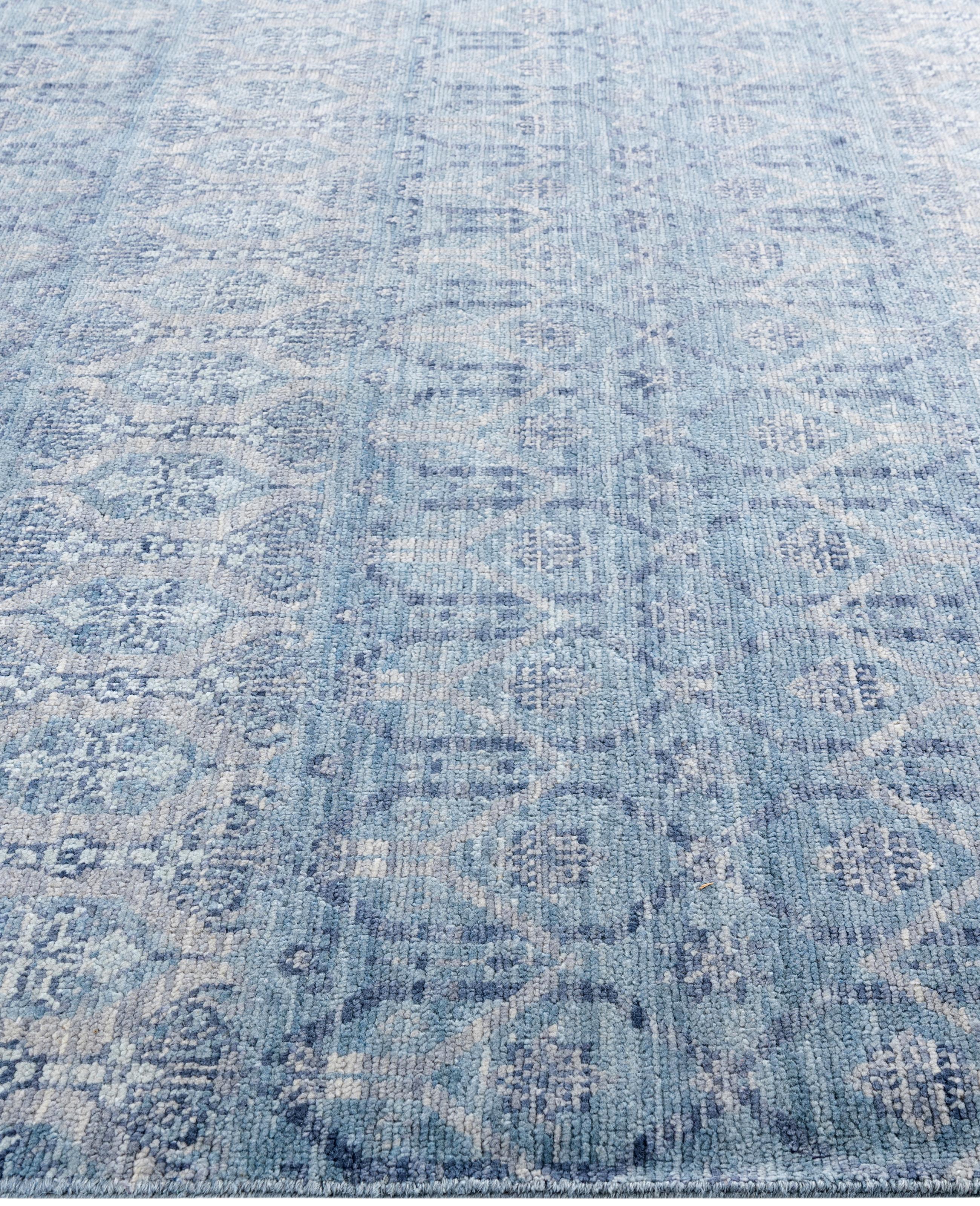 Annodato a mano Traditional Abstract Wool Hand Knoted Gray Area Rugs 8' 1