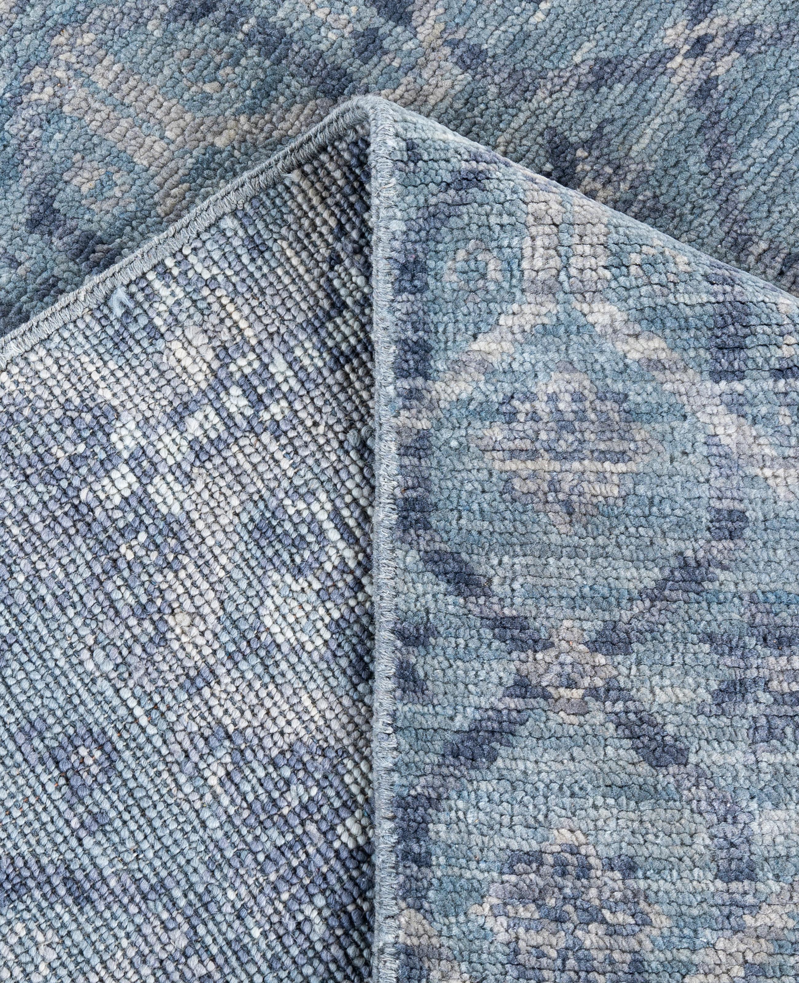 XXI secolo e contemporaneo Traditional Abstract Wool Hand Knoted Gray Area Rugs 8' 1