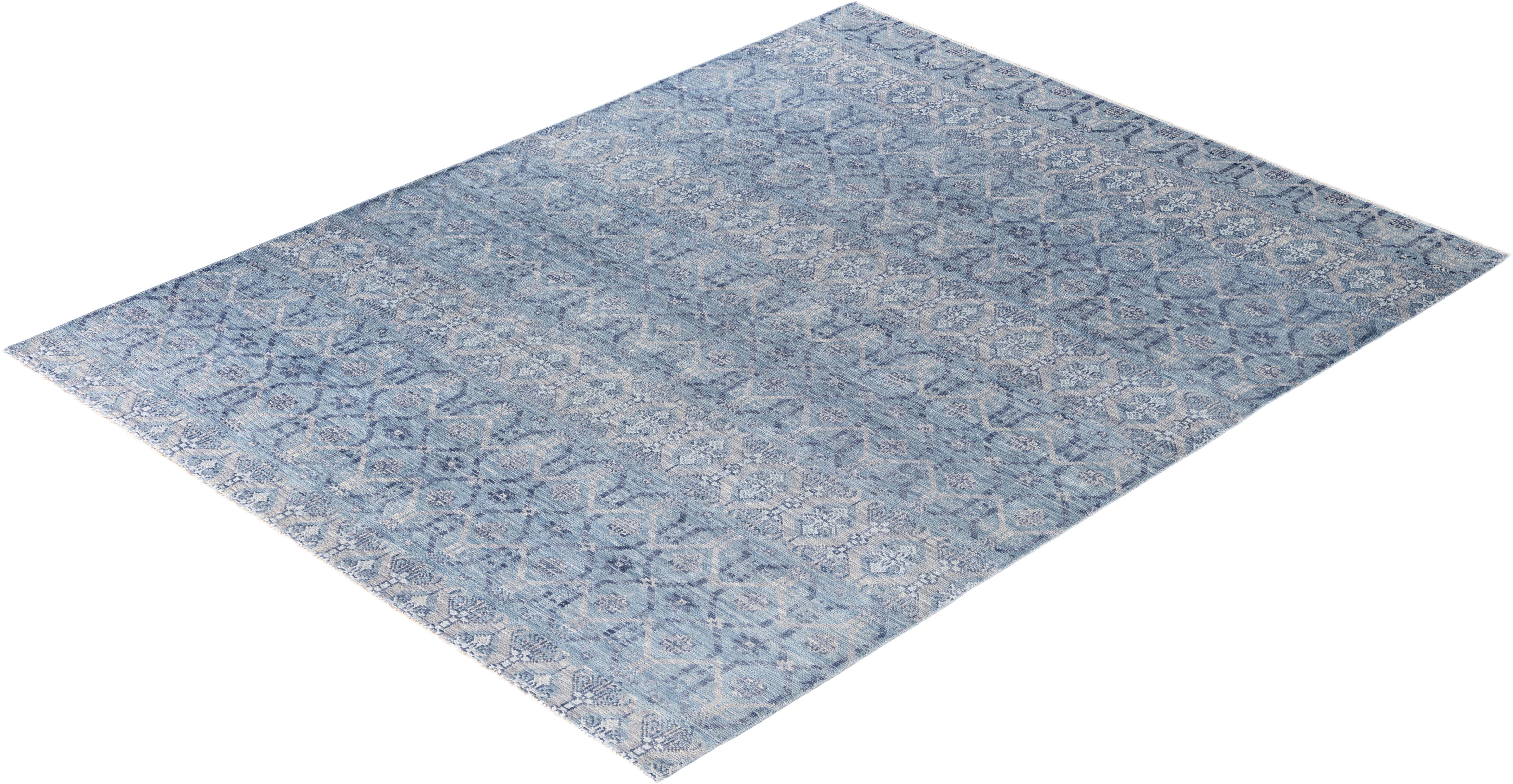 Traditional Abstract Wool Hand Knoted Gray Area Rugs 8' 1