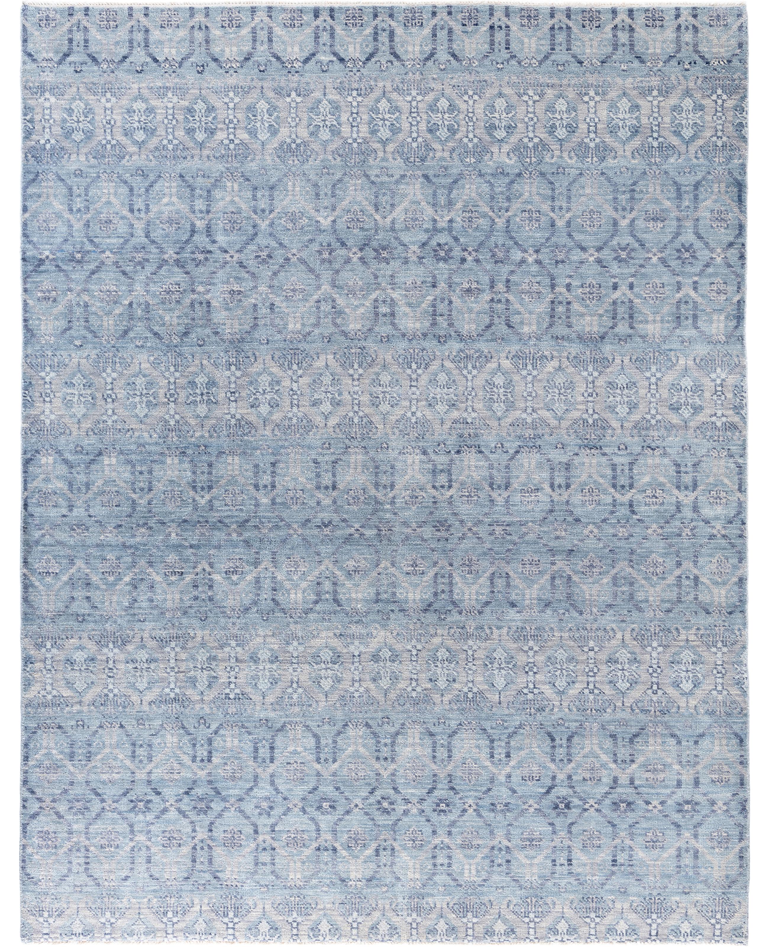 Traditional Abstract Wool Hand Knotted Gray Area Rug 8' 1" x 10' 4"