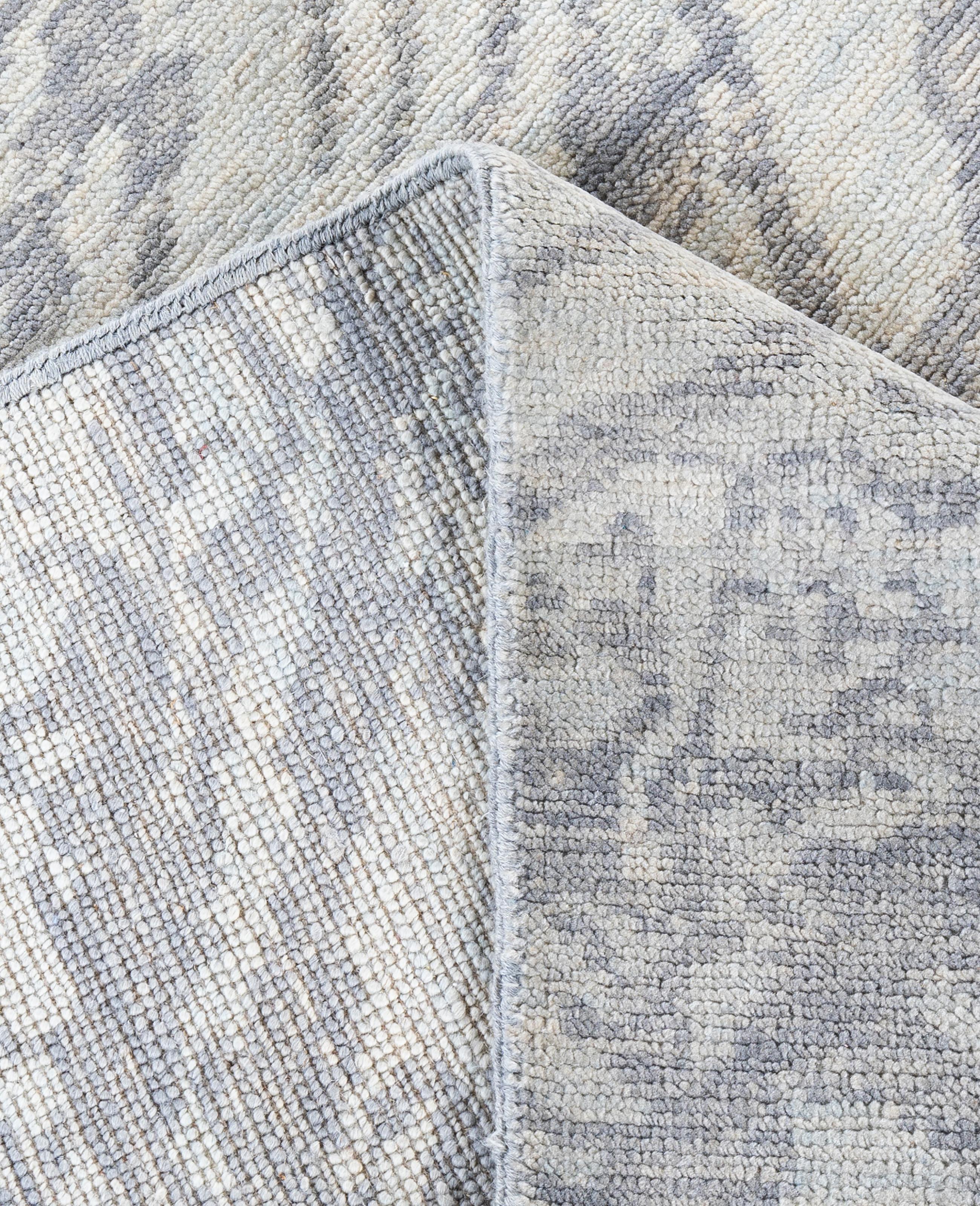 Contemporary Traditional Abstract Wool Hand Knotted Gray Area Rug 8' 1