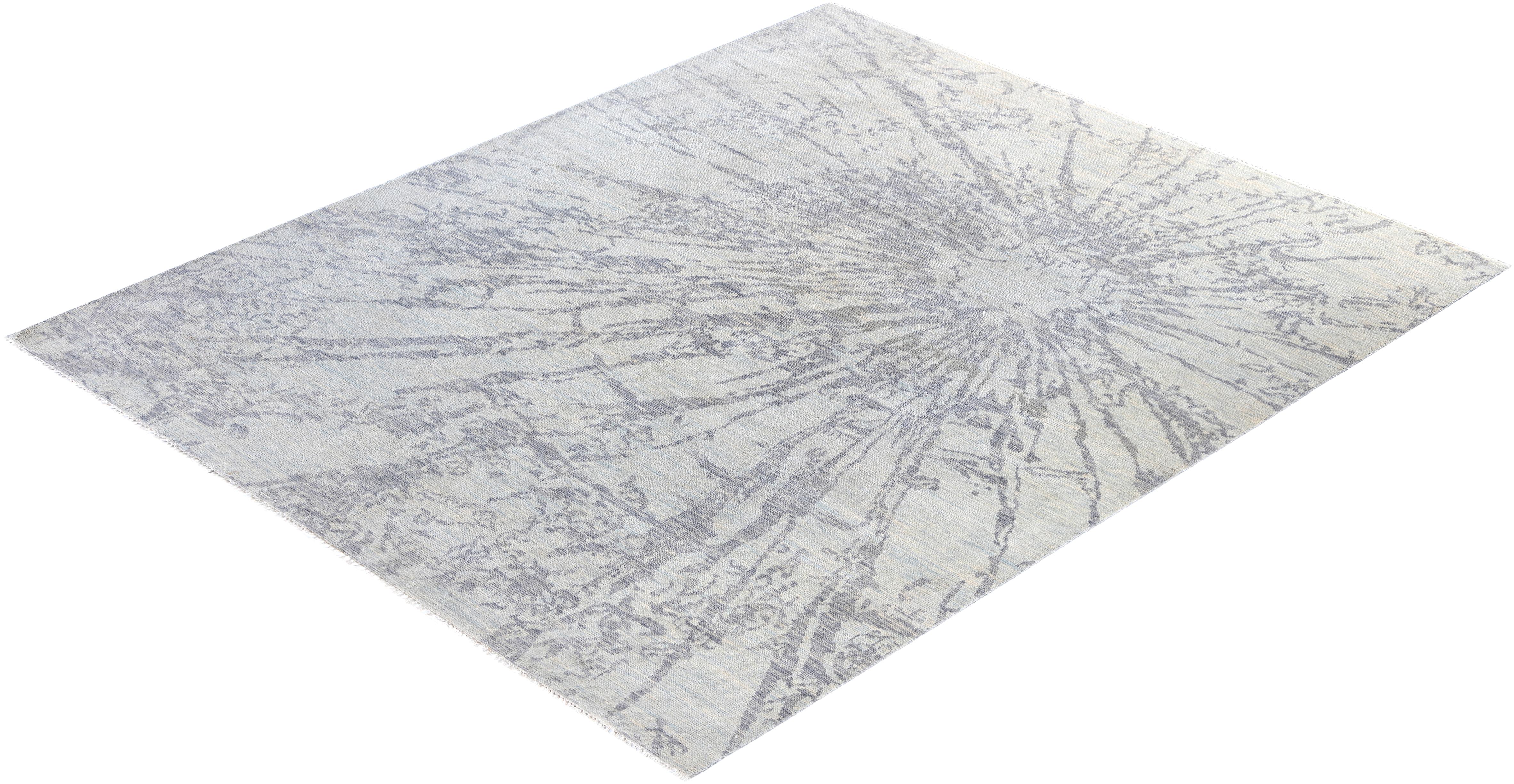 Traditional Abstract Wool Hand Knotted Gray Area Rug 8' 1