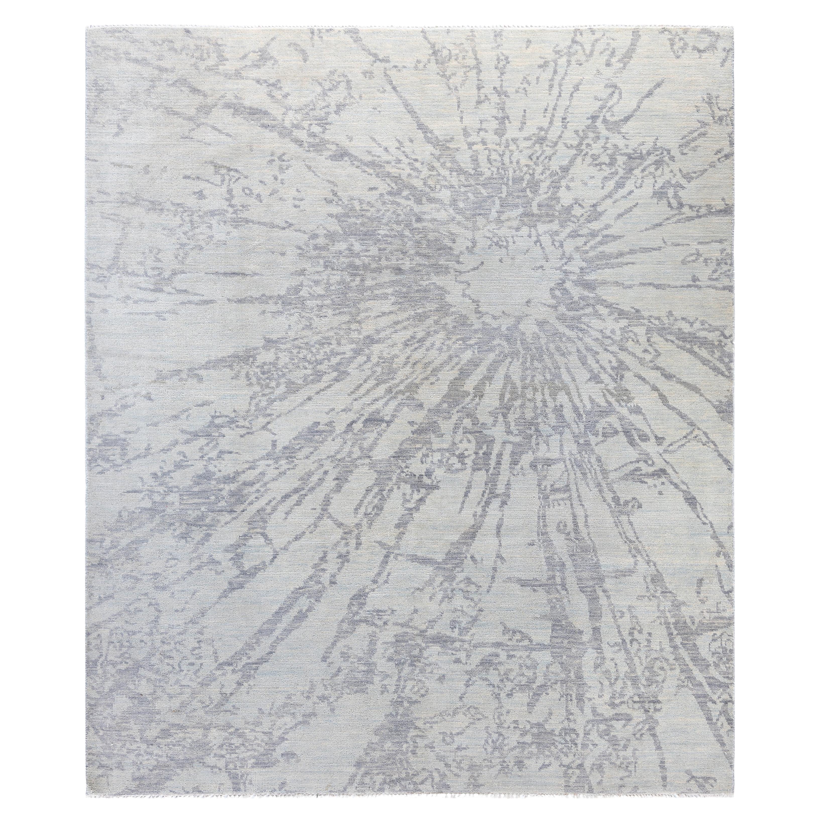 Traditional Abstract Wool Hand Knotted Gray Area Rug 8' 1" x 9' 10" For Sale