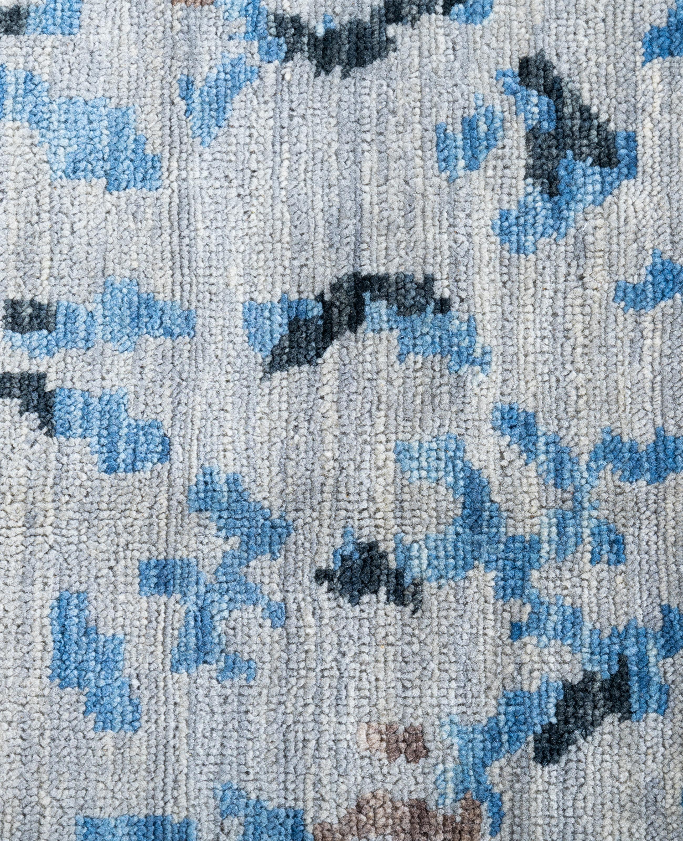 Alfombra Tradicional Abstracta de Lana Anudada a Mano Gris 9' 1