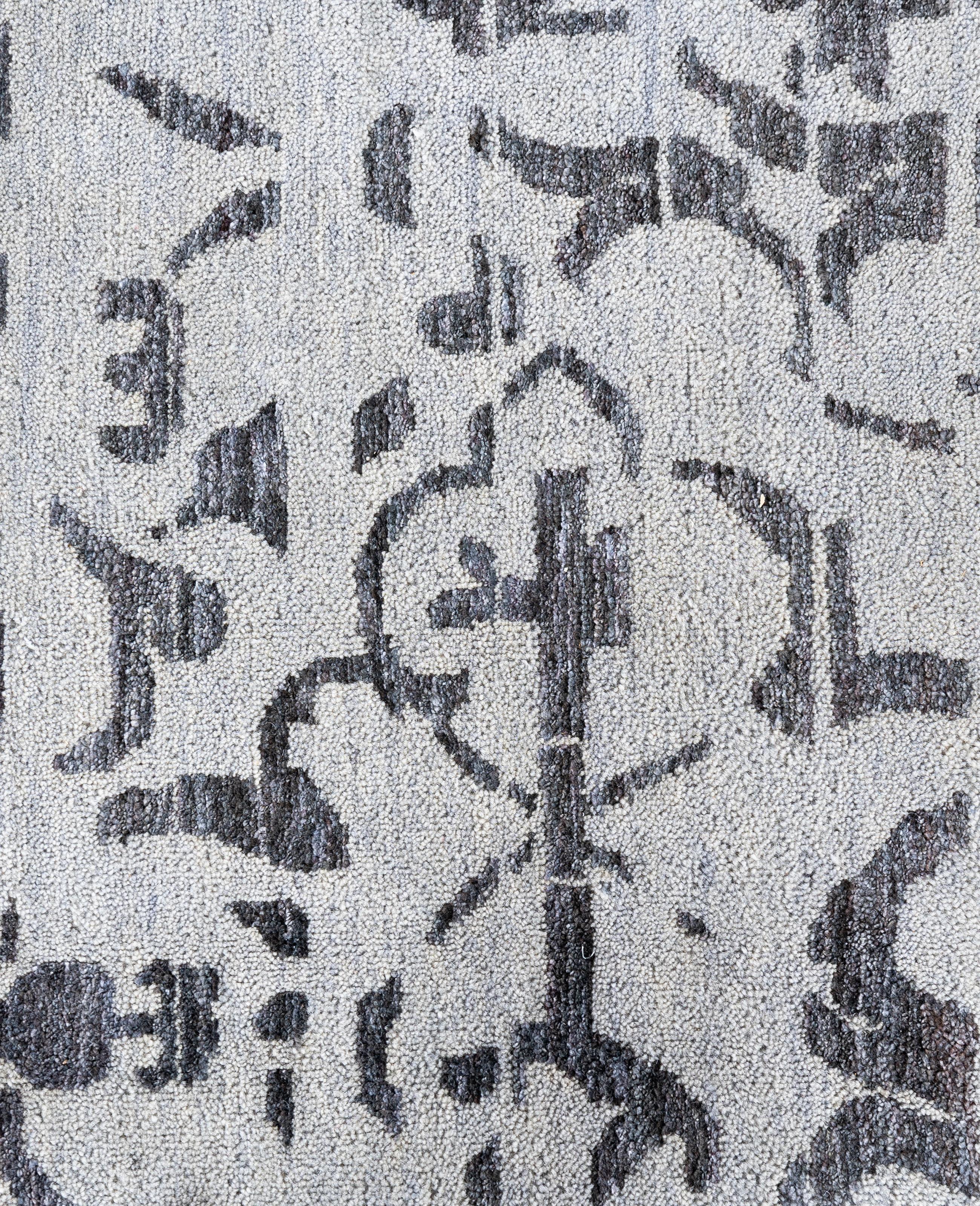 Indiano Traditional Abstract Wool Hand Knoted Gray Area Rugs 9' 1