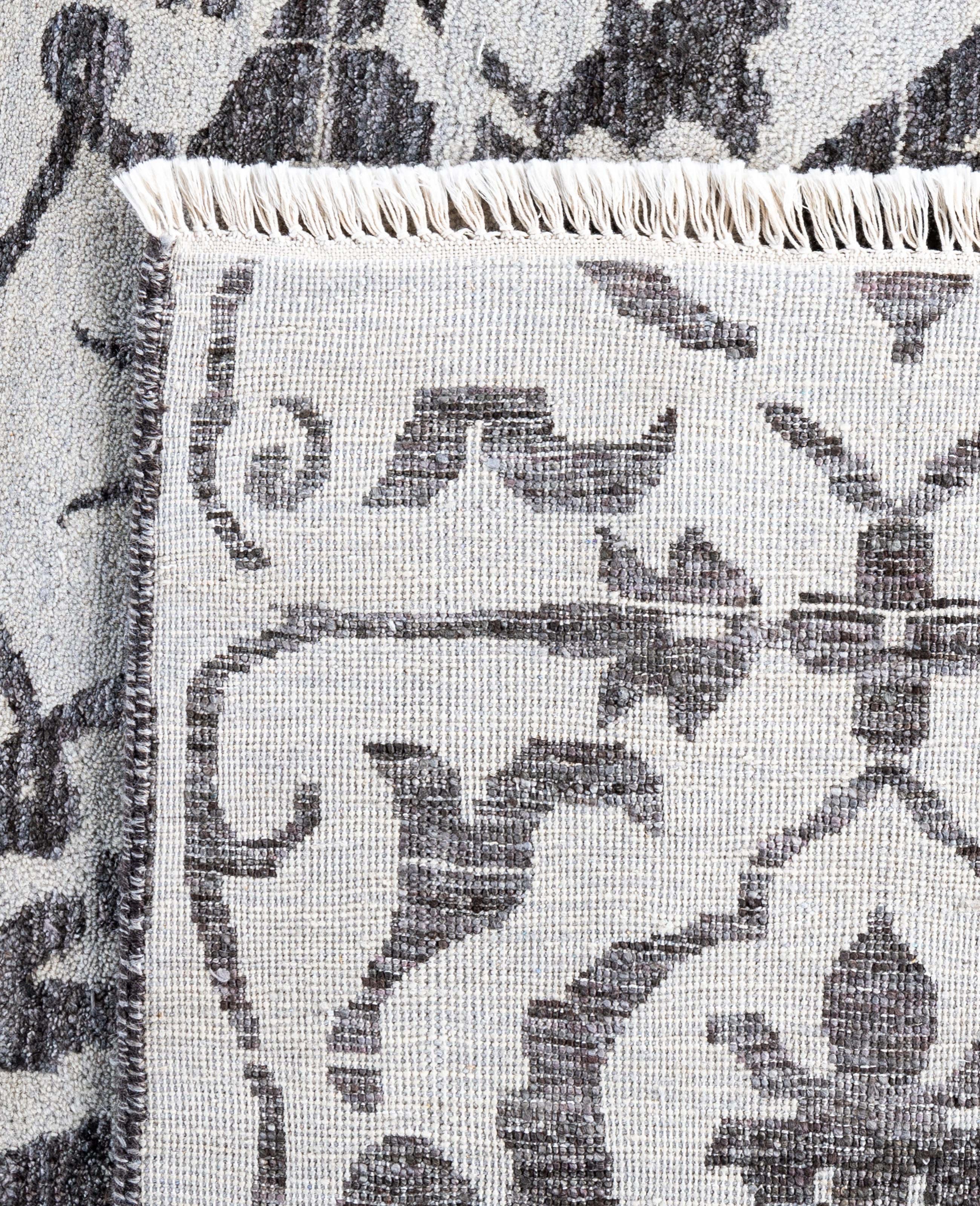 Traditional Abstract Wool Hand Knoted Gray Area Rugs 9' 1