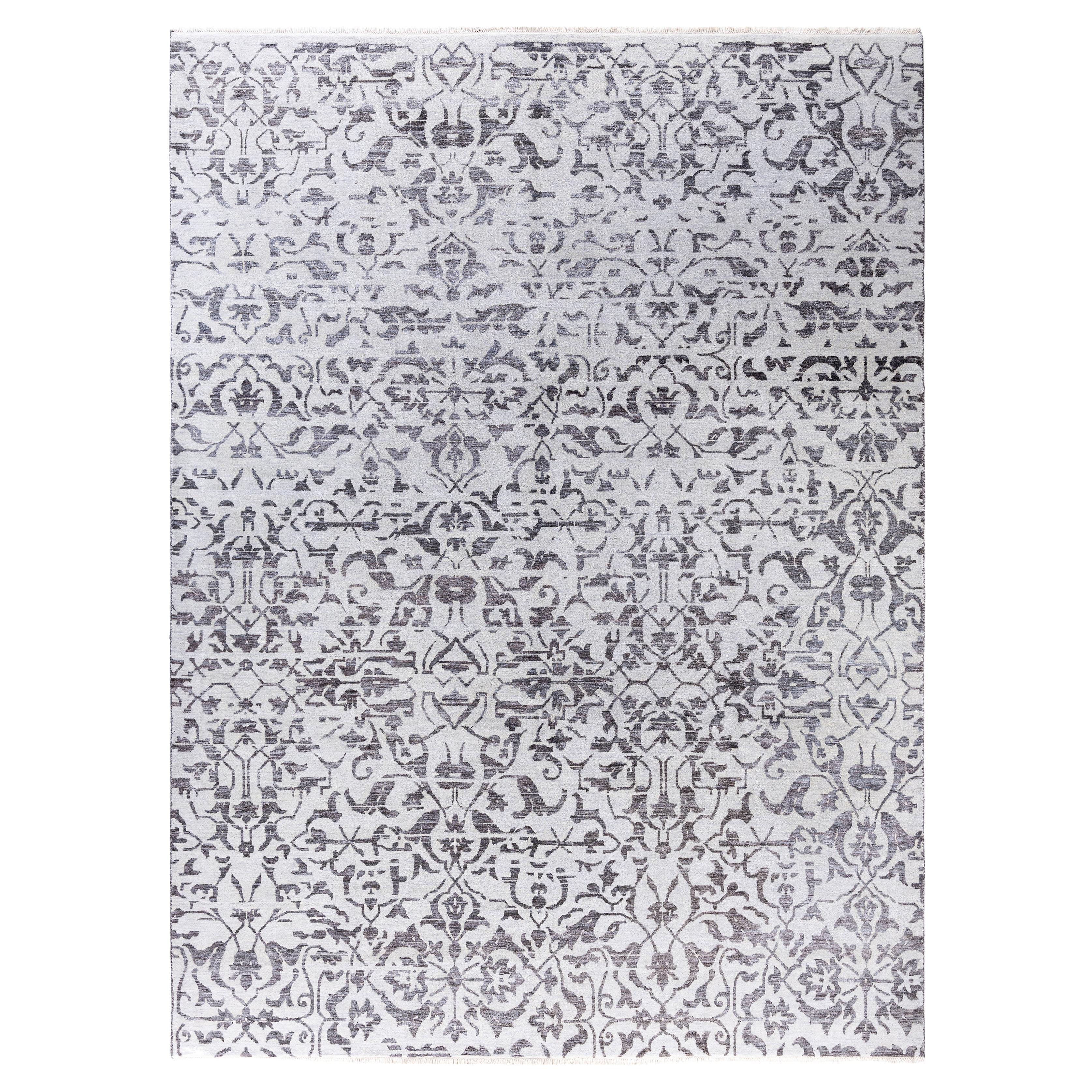 Traditional Abstract Wool Hand Knoted Gray Area Rugs 9' 1" x 12' 4"