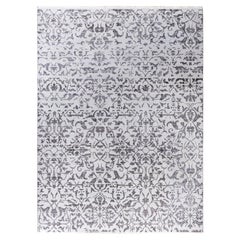 Tapis traditionnel abstrait noué à la main gris 9' 1" x 12' 4"