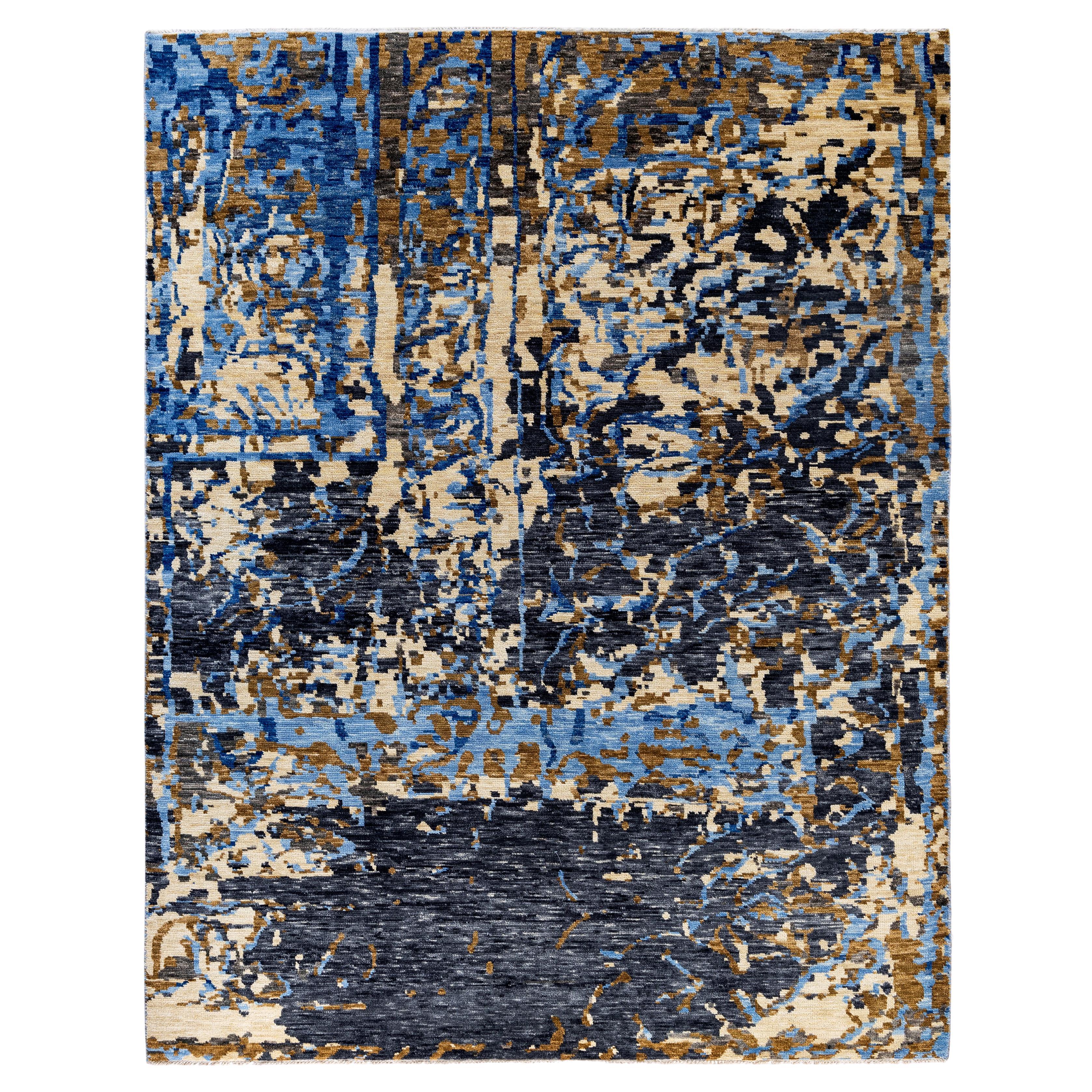 Traditional Abstract Wool Hand Knotted Ivory Area Rug 8' 1" x 10' 3"