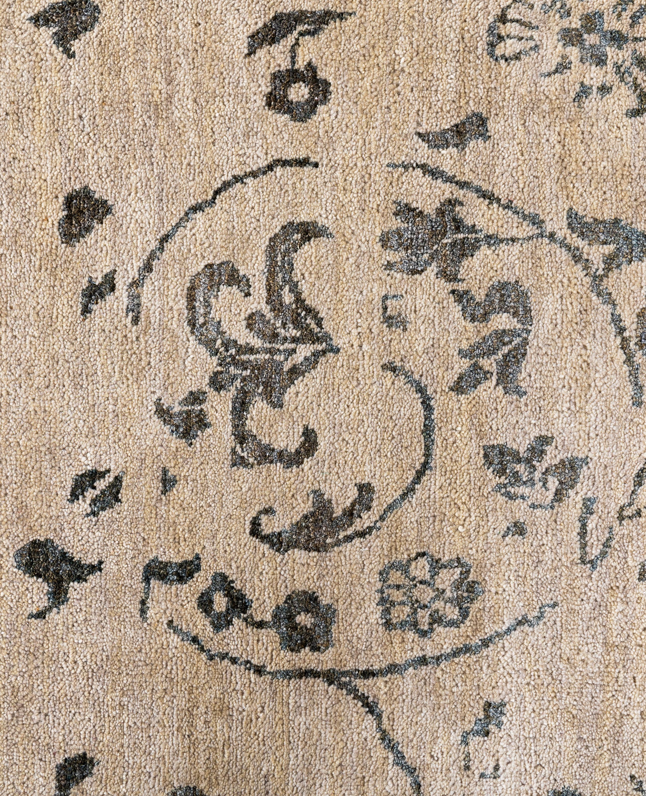 Indiano Traditional Abstract Wool Hand Knoted Ivory Area Rugs 9' 4