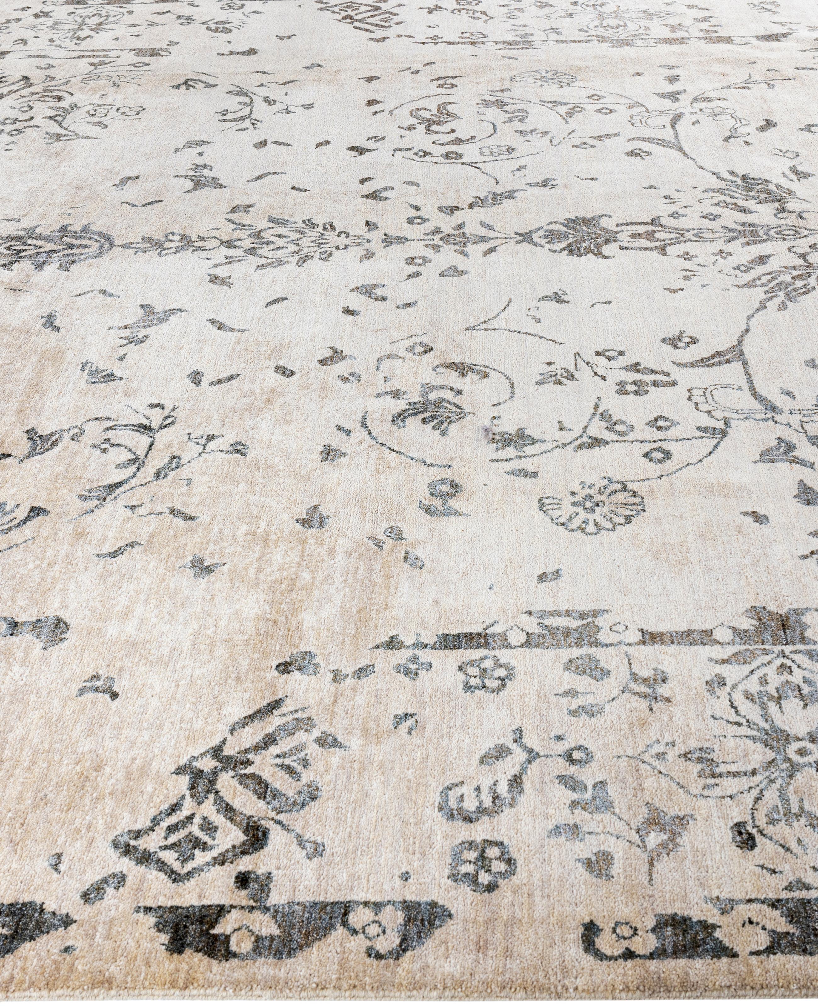 Annodato a mano Traditional Abstract Wool Hand Knoted Ivory Area Rugs 9' 4