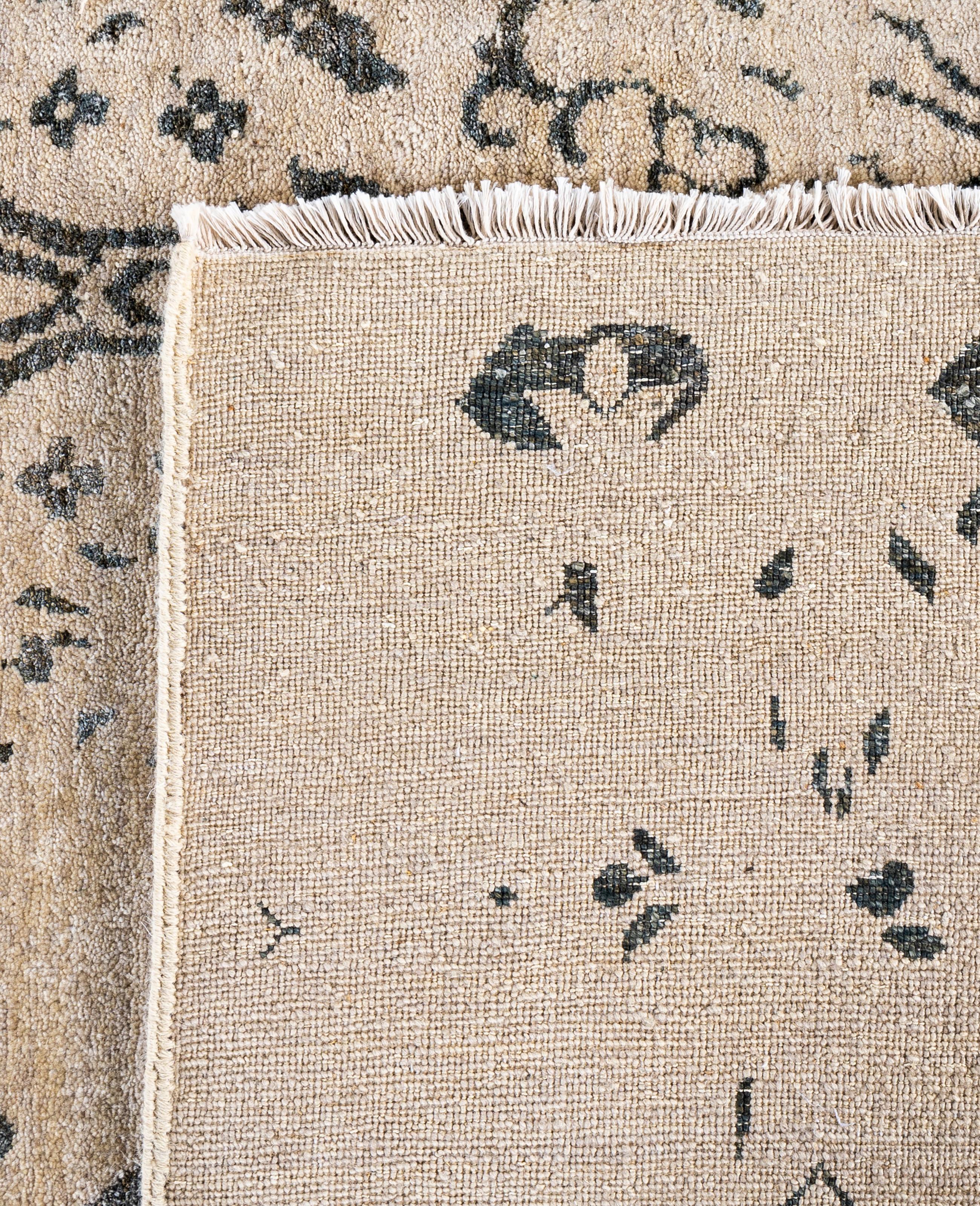 Traditional Abstract Wool Hand Knoted Ivory Area Rugs 9' 4