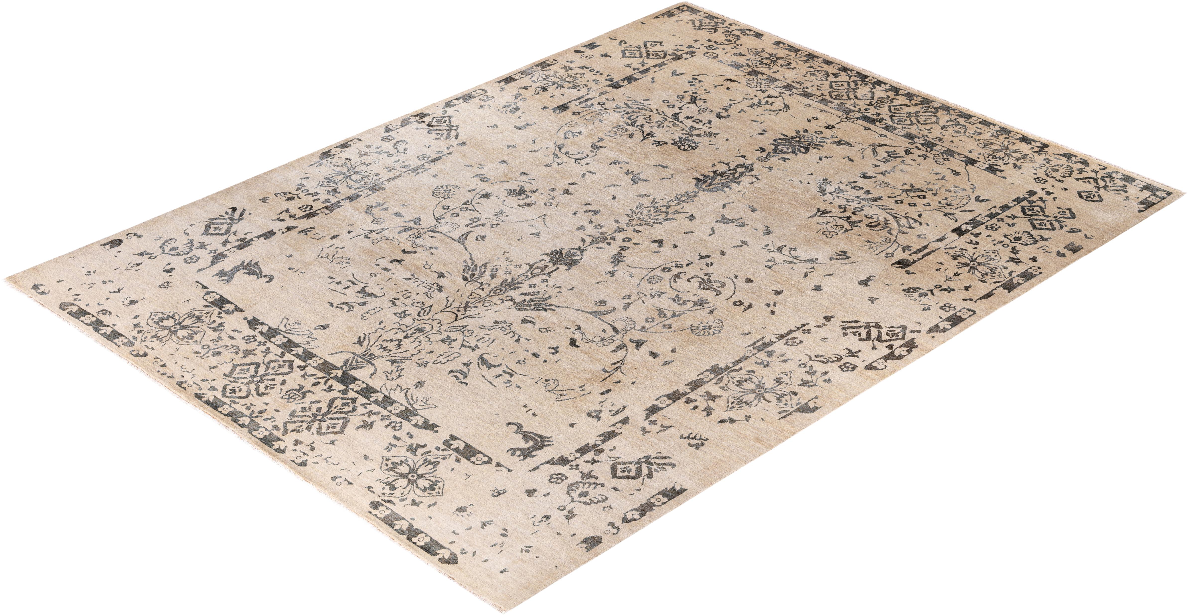 Traditional Abstract Wool Hand Knoted Ivory Area Rugs 9' 4