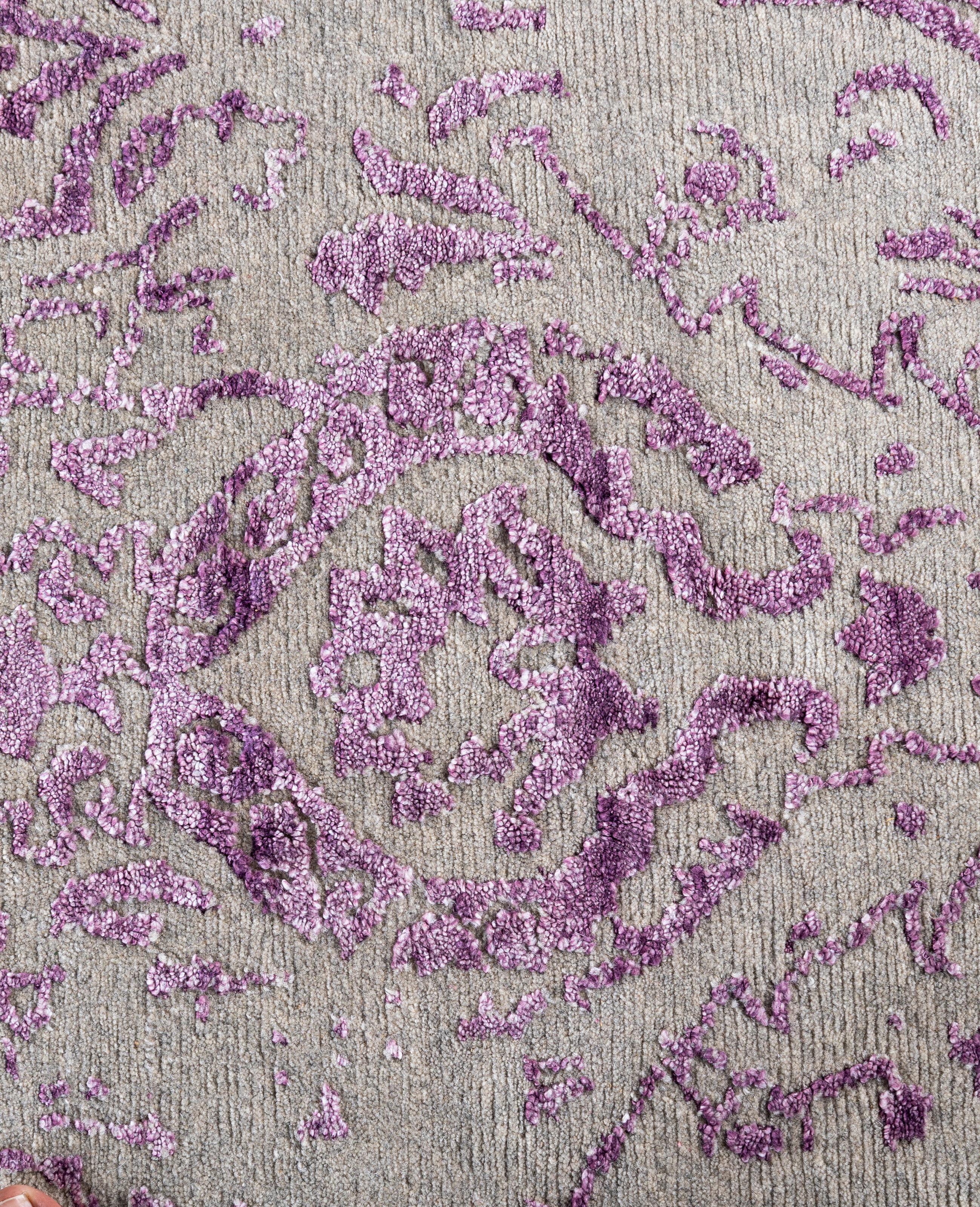 Indiano Traditional Abstract Wool, Silk Hand Knotted Beige Area Rugs 8' 0