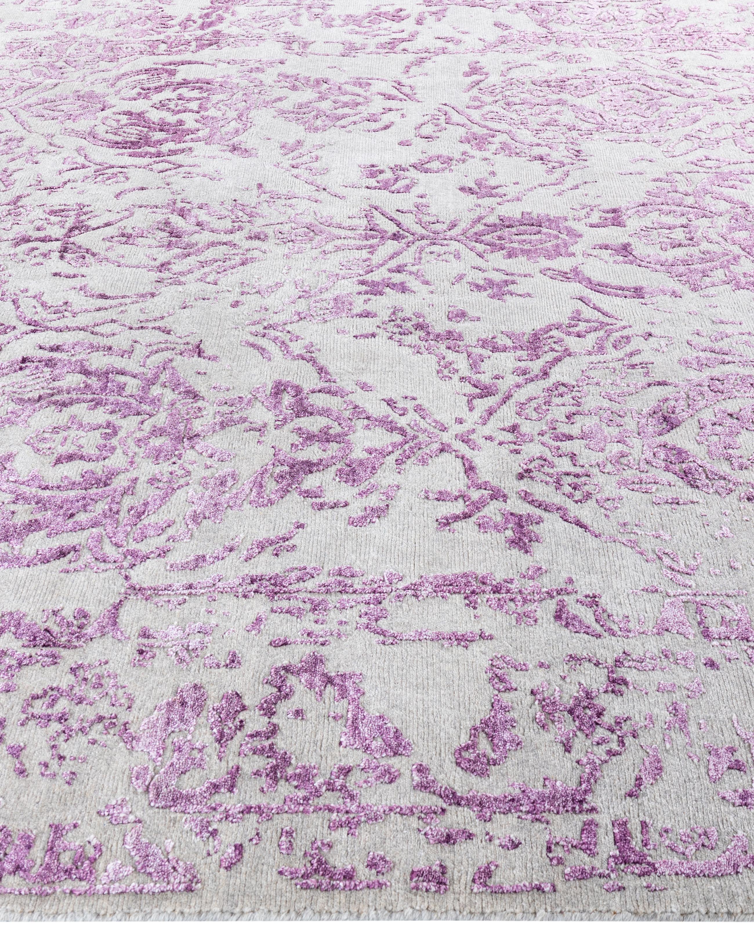Annodato a mano Traditional Abstract Wool, Silk Hand Knotted Beige Area Rugs 8' 0