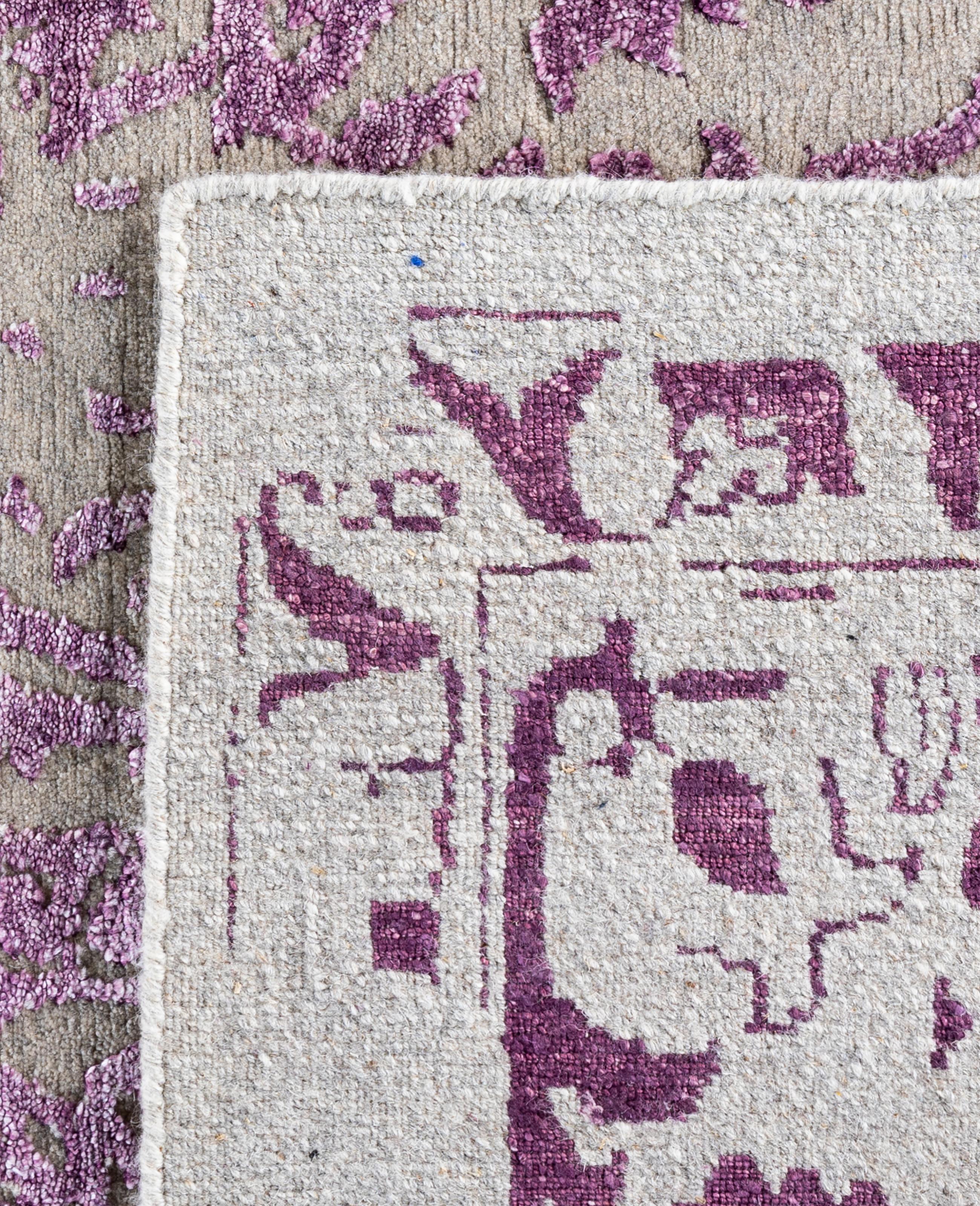 Traditional Abstract Wool, Silk Hand Knotted Beige Area Rugs 8' 0
