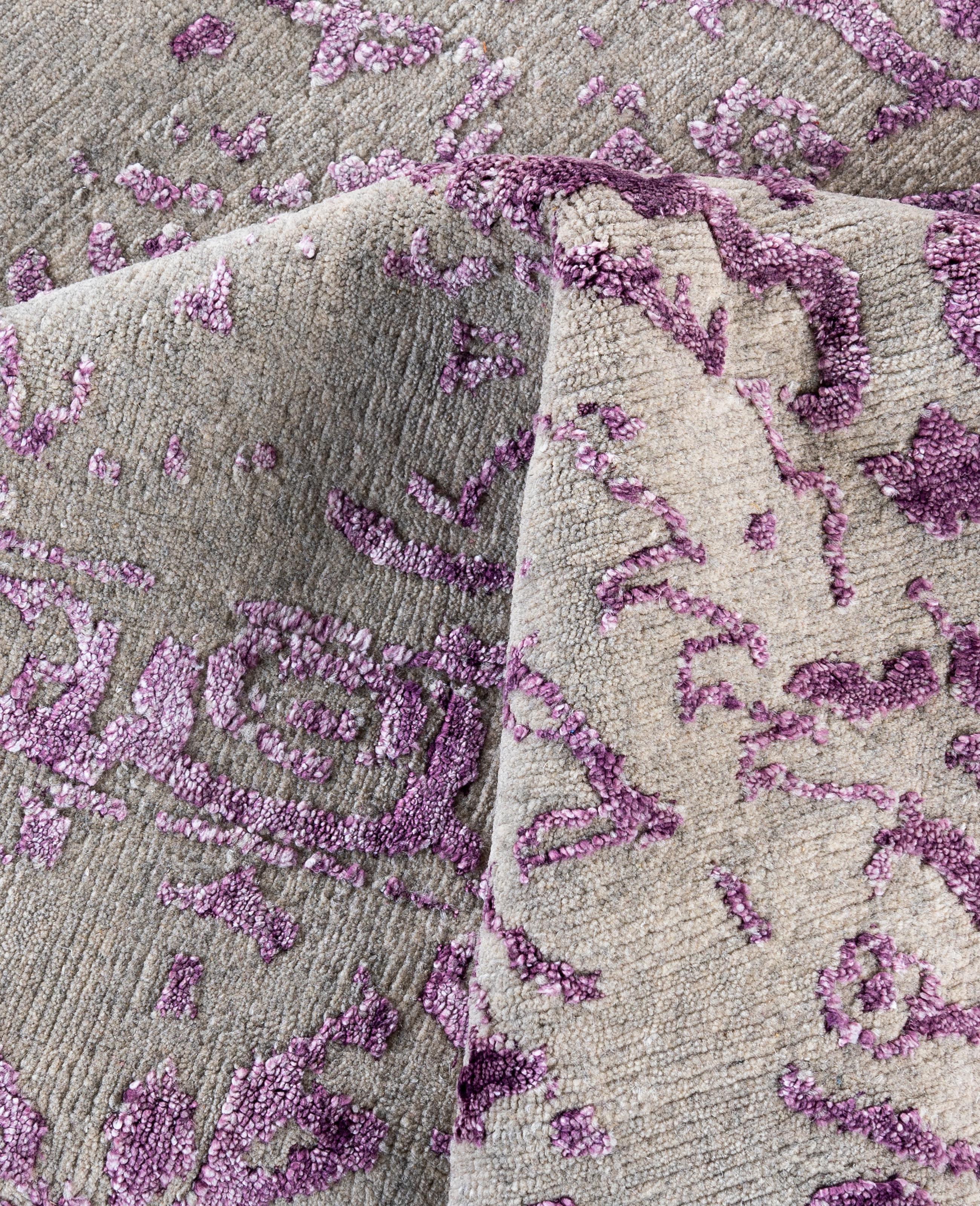 Lana Traditional Abstract Wool, Silk Hand Knotted Beige Area Rugs 8' 0