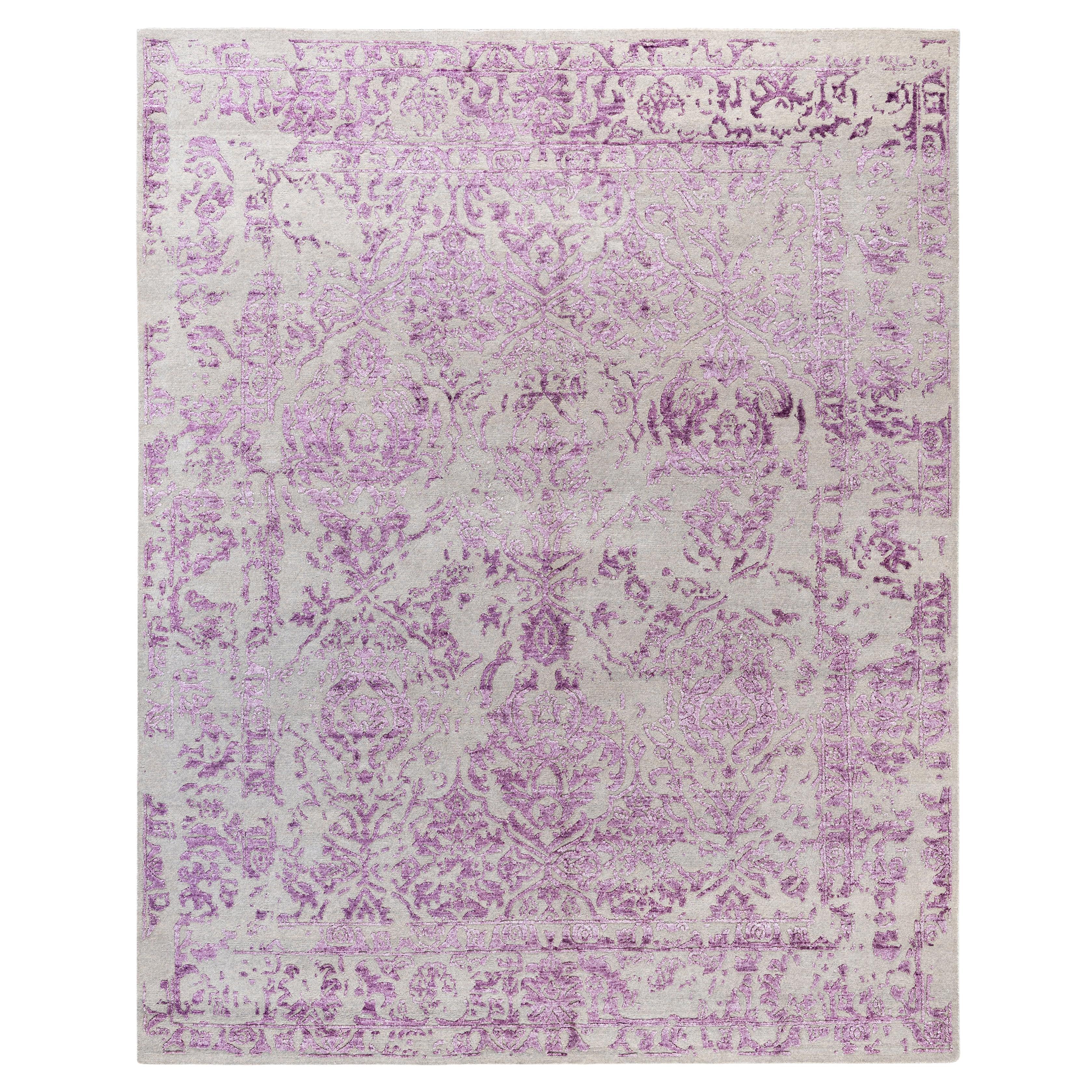 Traditional Abstract Wool, Silk Hand Knotted Beige Area Rug 8' 0" x 9' 10"