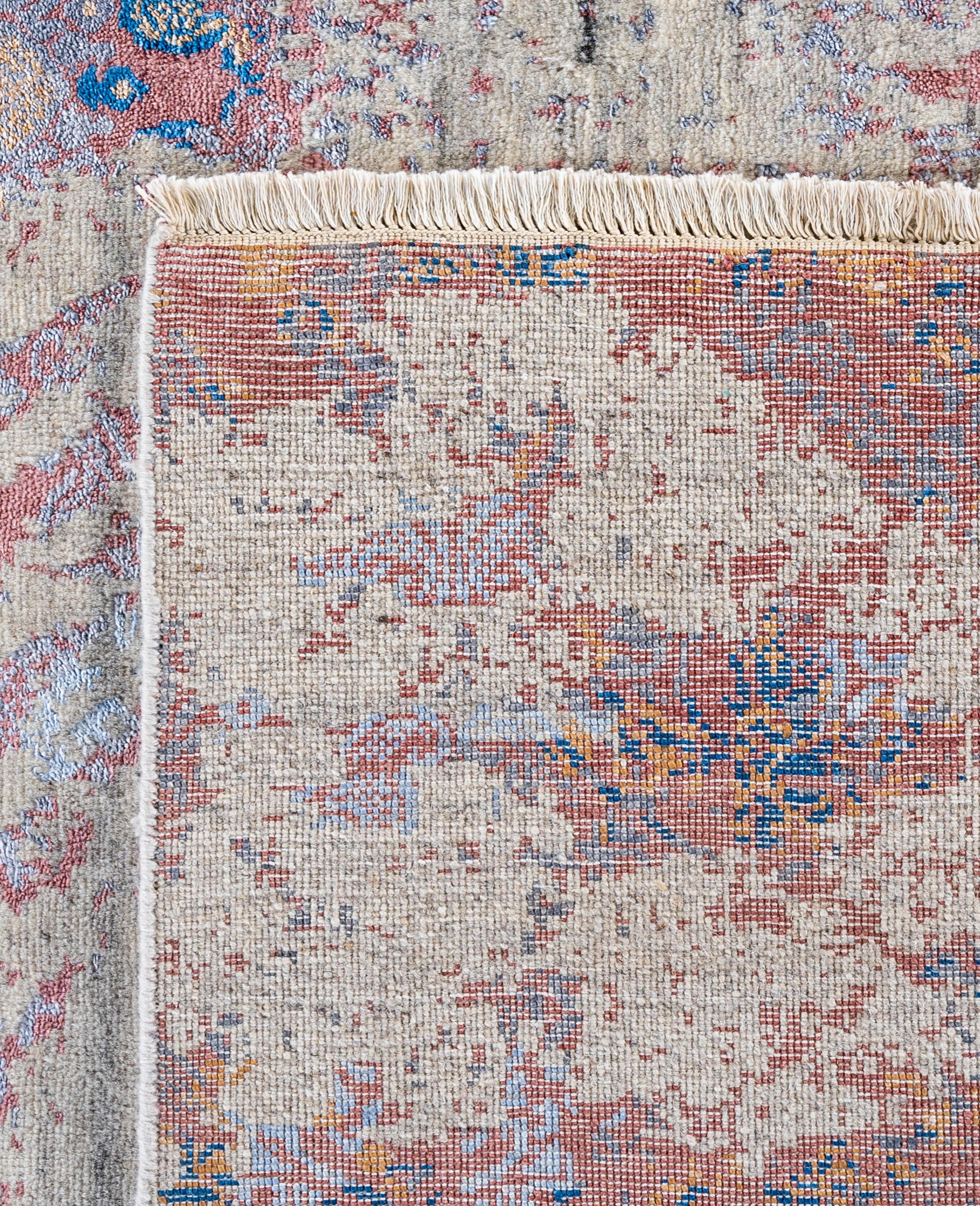 Traditional Abstract Wool, Silk Hand Knotted Beige Area Rugs 8' 1