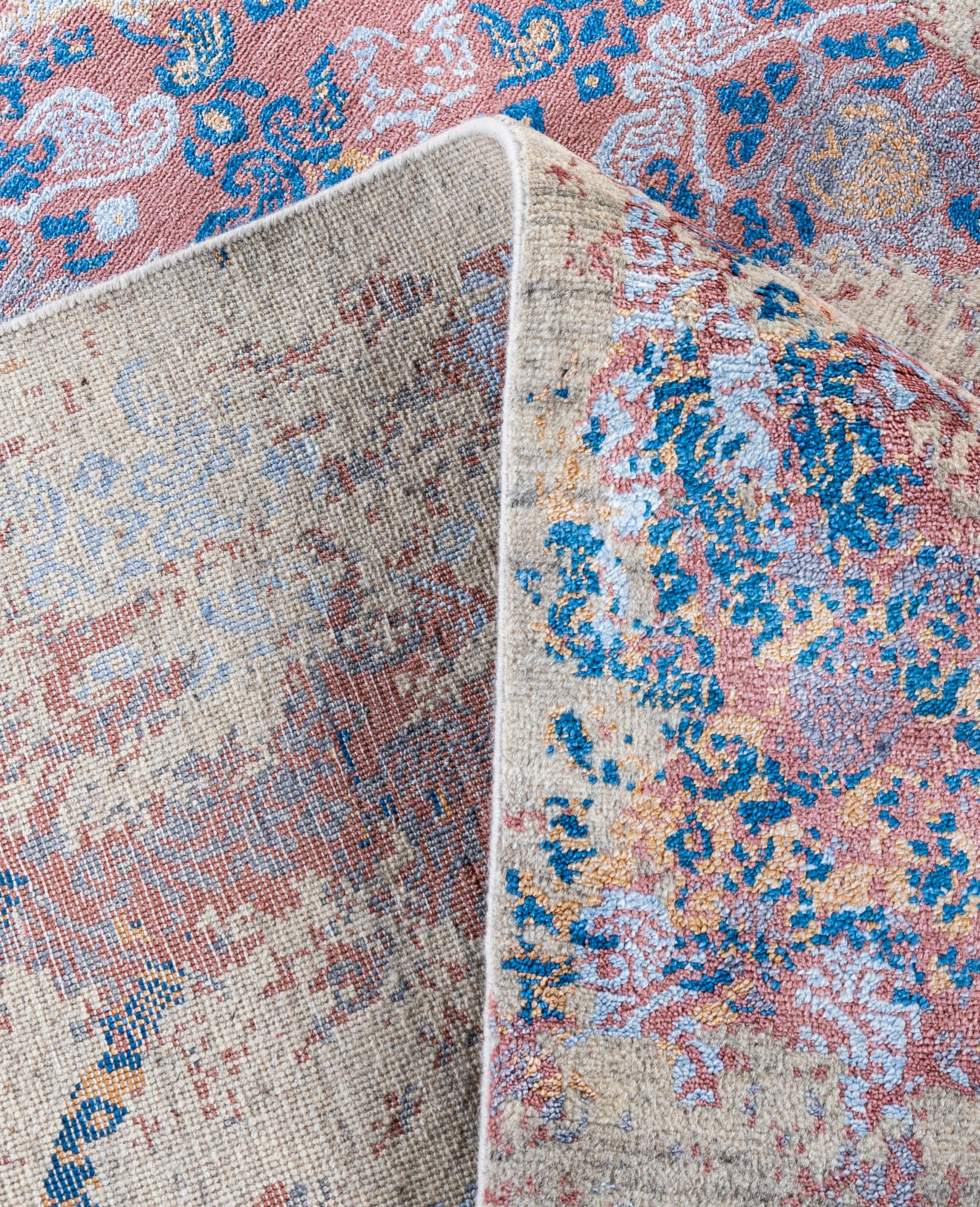 XXI secolo e contemporaneo Traditional Abstract Wool, Silk Hand Knotted Beige Area Rugs 8' 1