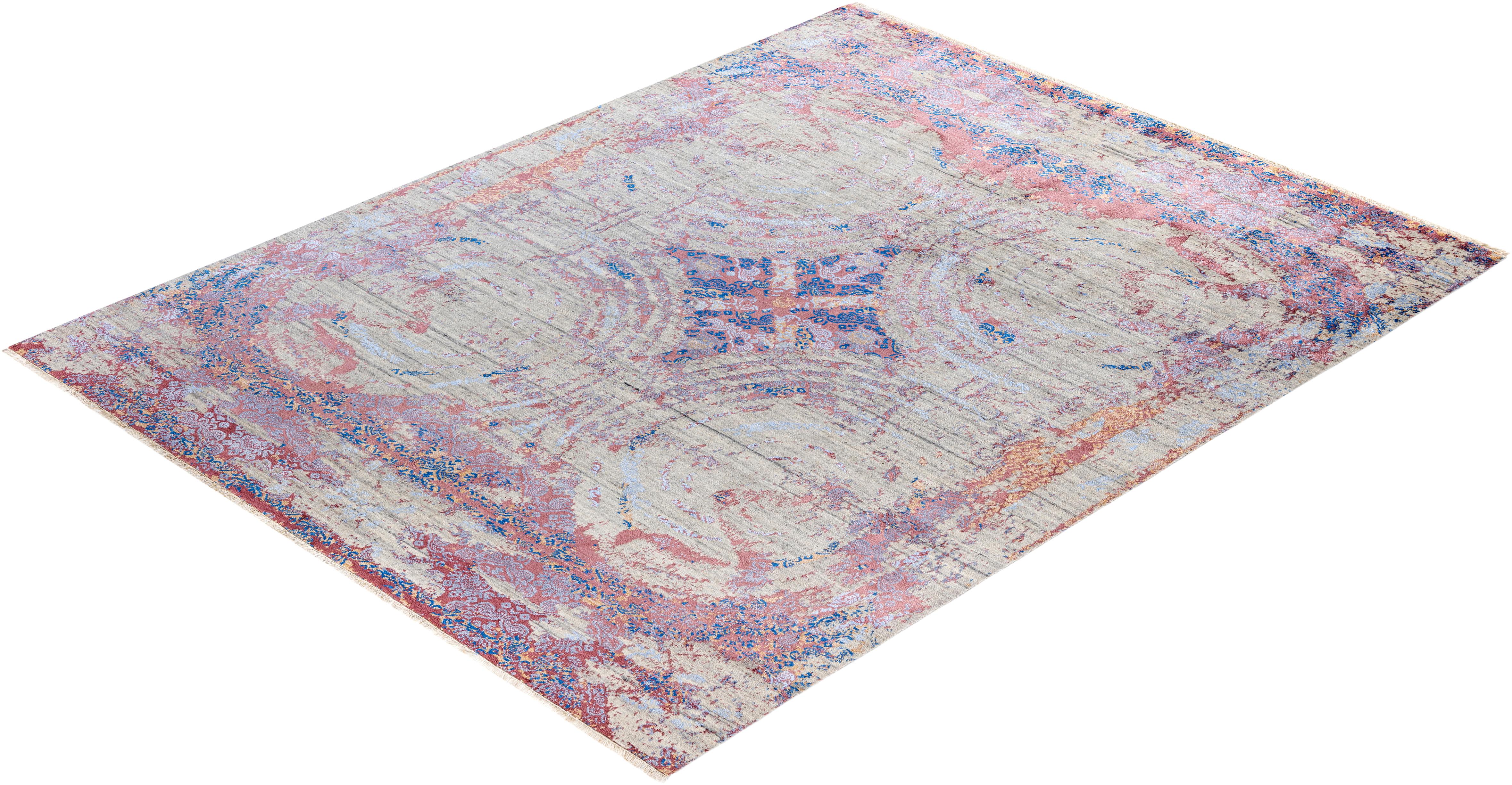 Traditional Abstract Wool, Silk Hand Knotted Beige Area Rugs 8' 1