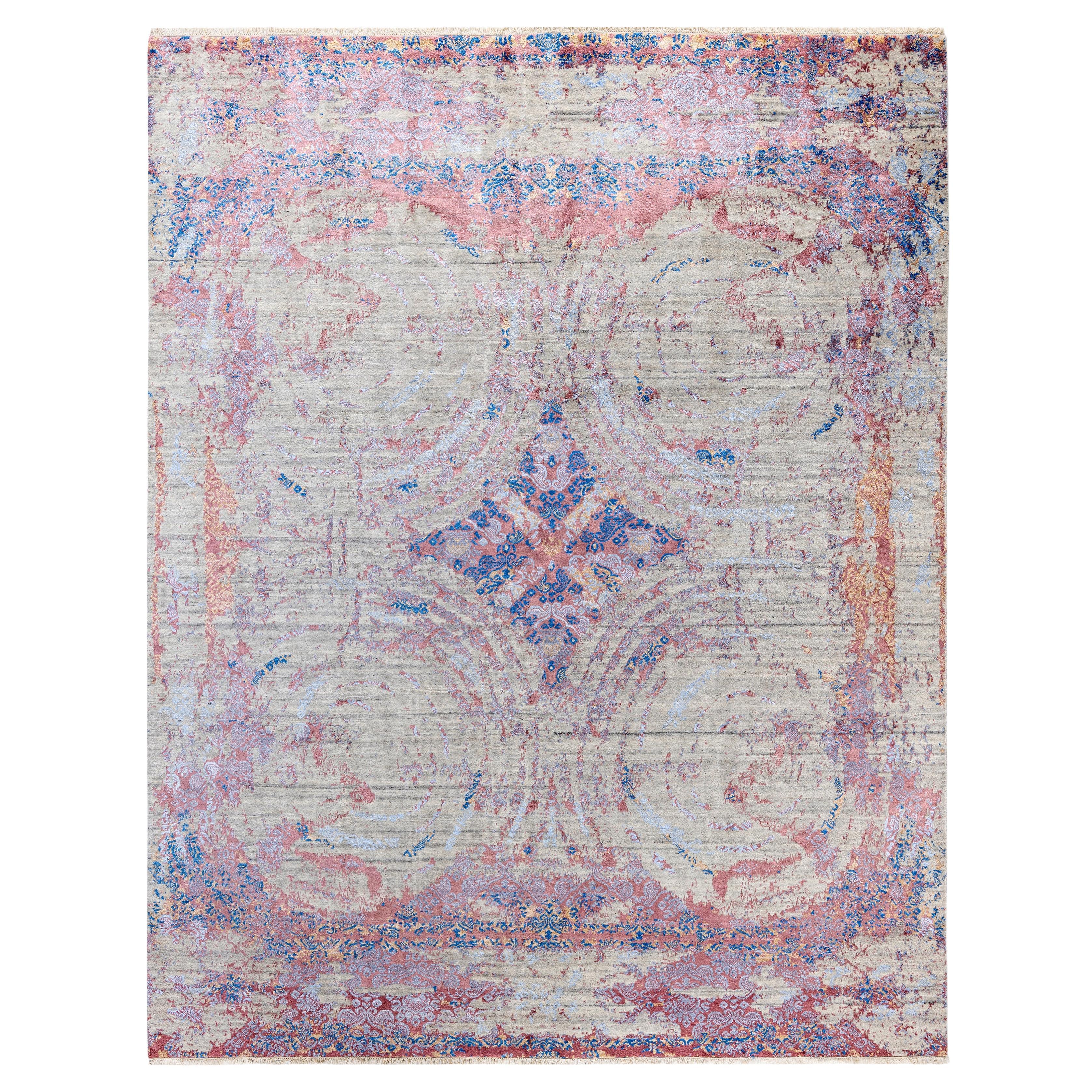 Traditional Abstract Wool, Silk Hand Knotted Beige Area Rug 8' 1" x 10' 3"