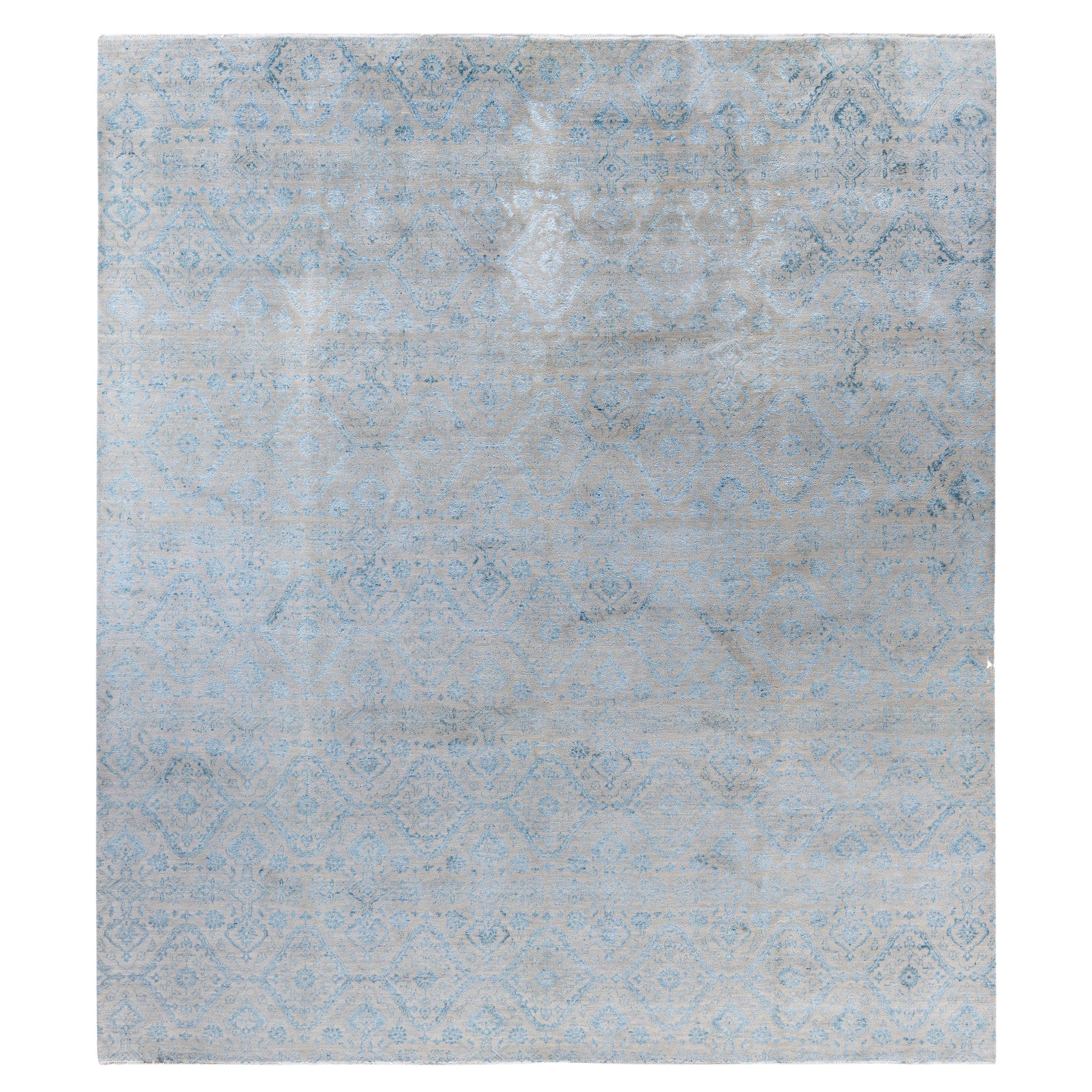 Traditional Abstract Wool, Silk Hand Knotted Beige Area Rug 9' 0" x 10' 2"