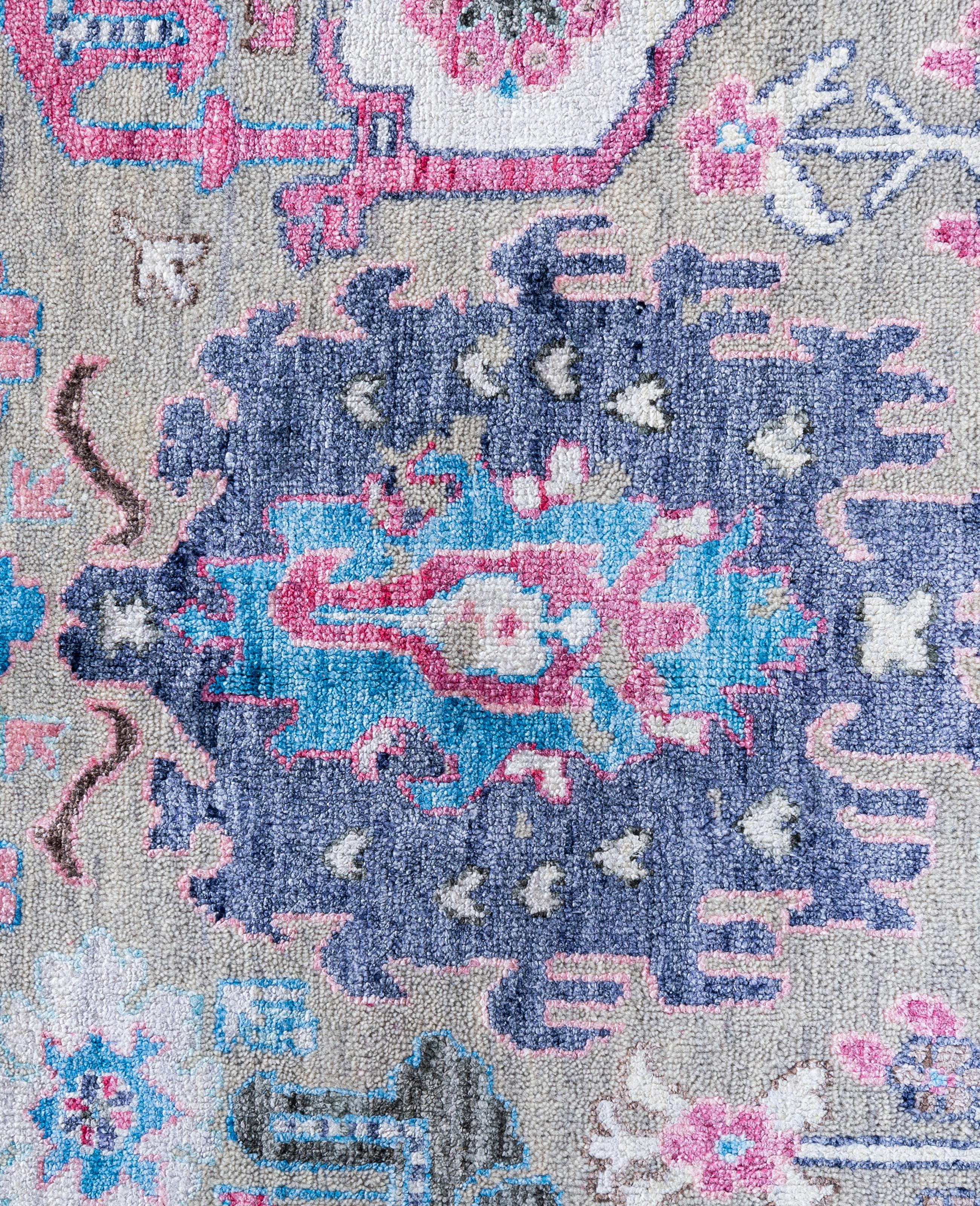 Indien Tapis traditionnel abstrait beige noué à la main 9' 1