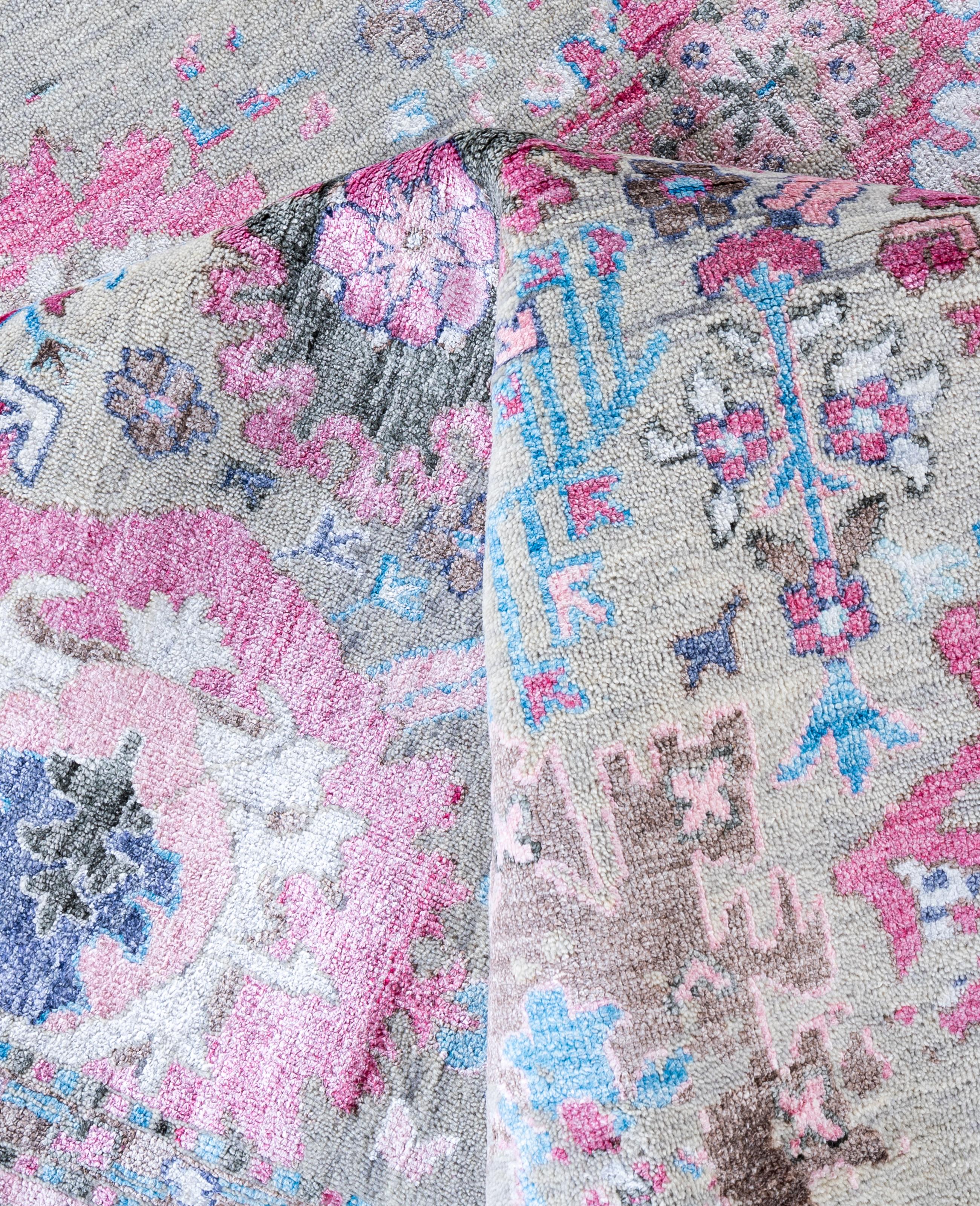 Laine Tapis traditionnel abstrait beige noué à la main 9' 1