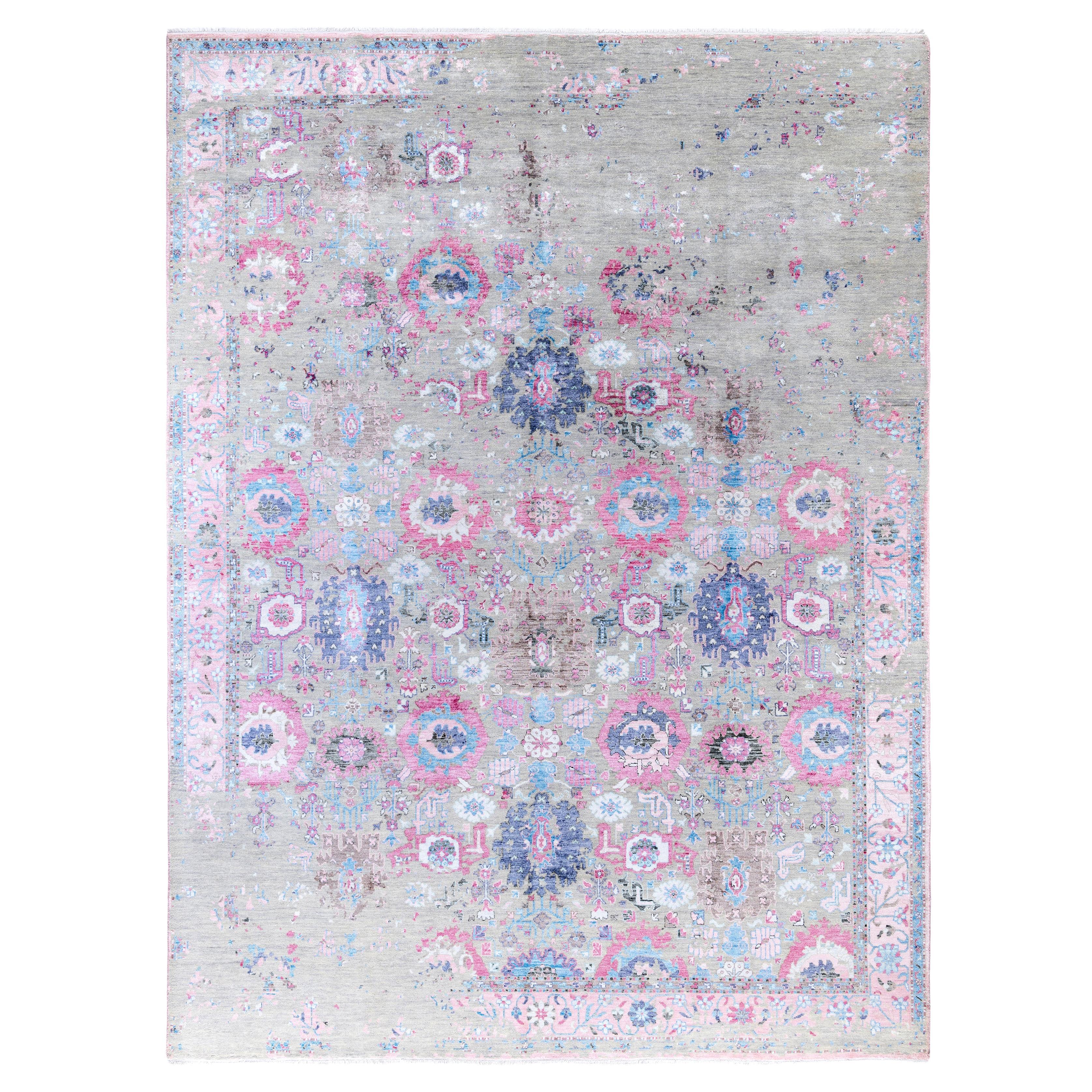 Traditional Abstract Wool, Silk Hand Knoted Beige Area Rugs 9' 1" x 12' 2"