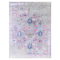 Traditional Abstract Wool, Silk Hand Knoted Beige Area Rugs 9' 1" x 12' 2"