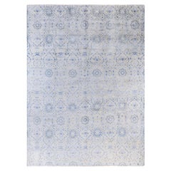 Tapis traditionnel abstrait beige noué à la main 9' 1" x 12' 5"